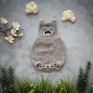 Raccoon romper | Dark grey