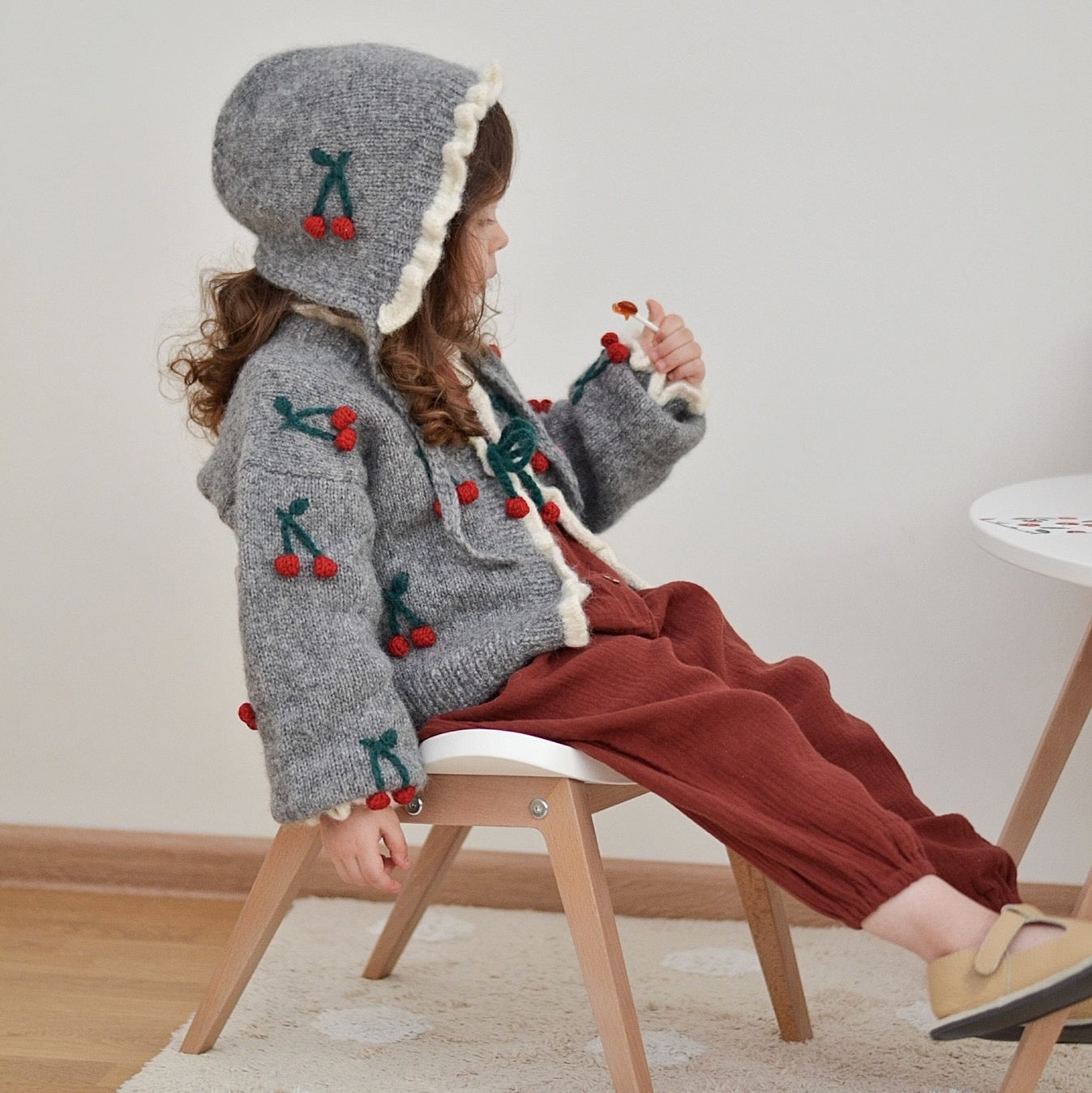 Cherries bonnet | Dark grey