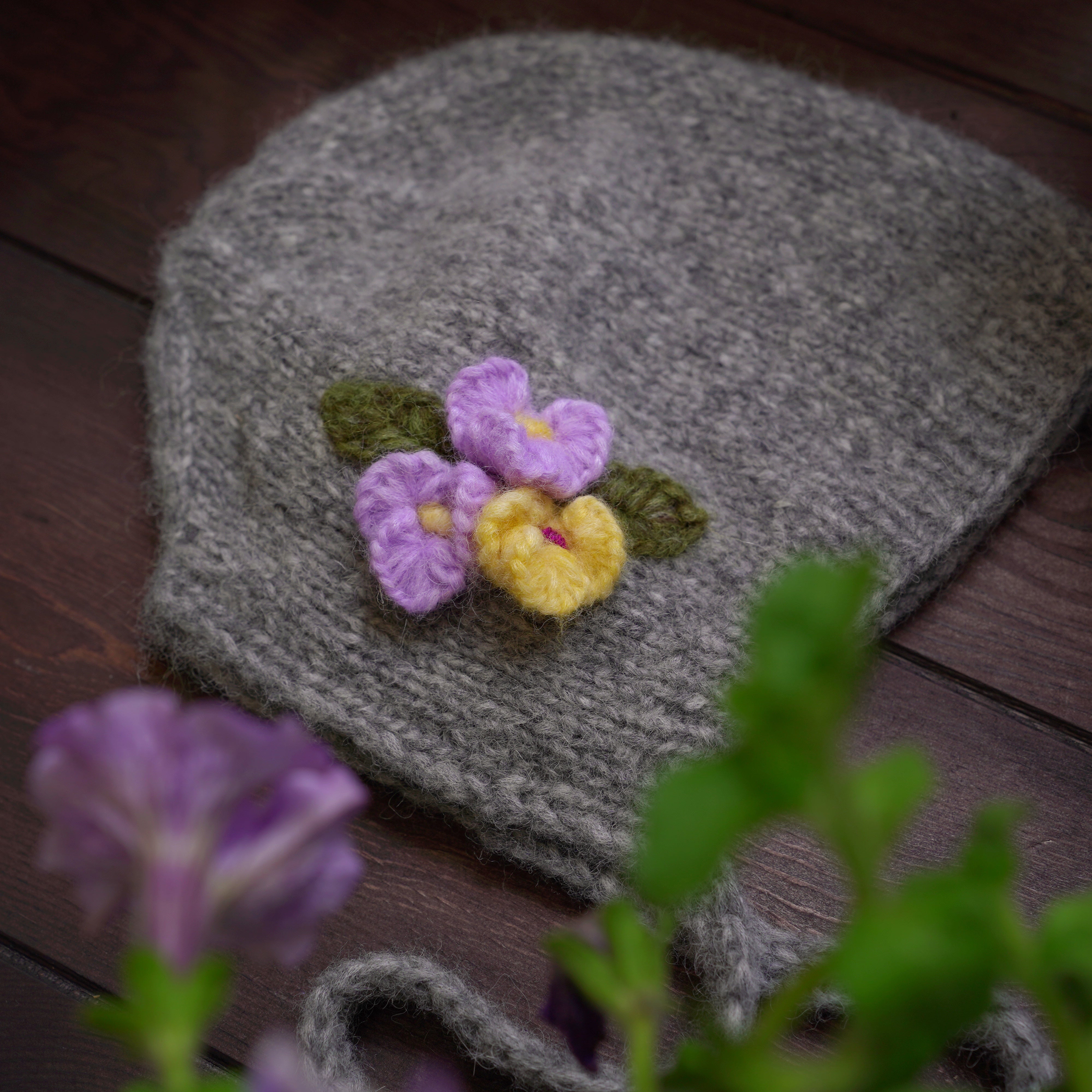 Violets bonnet | Dark Grey