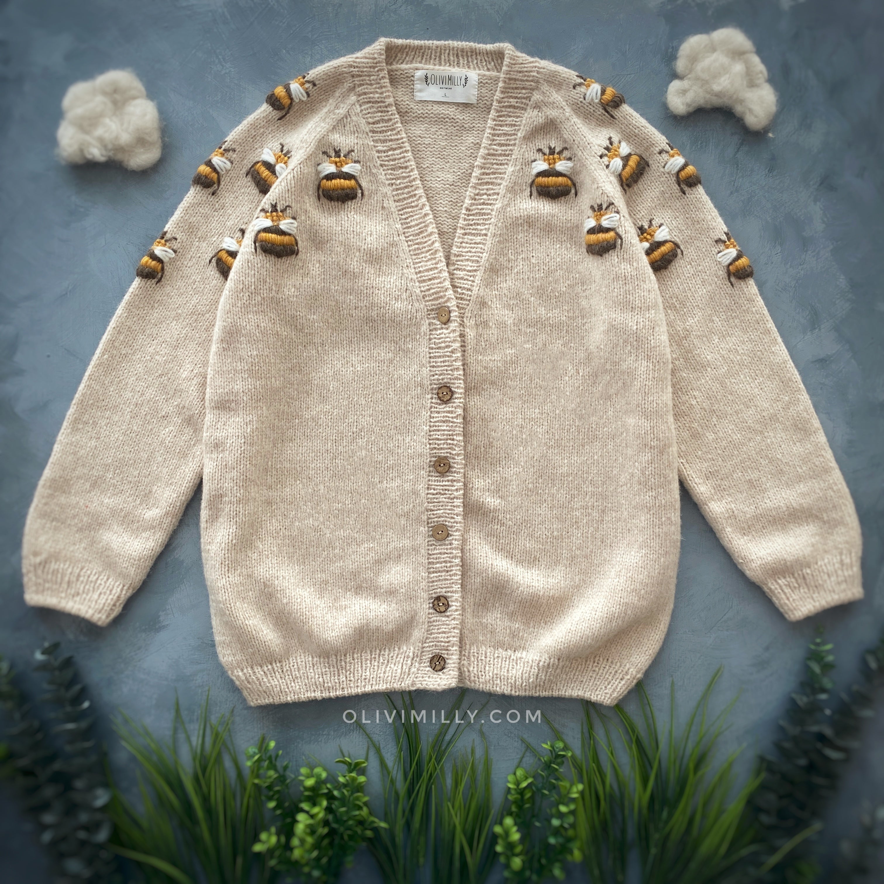 Adult Bee cardigan | wheat