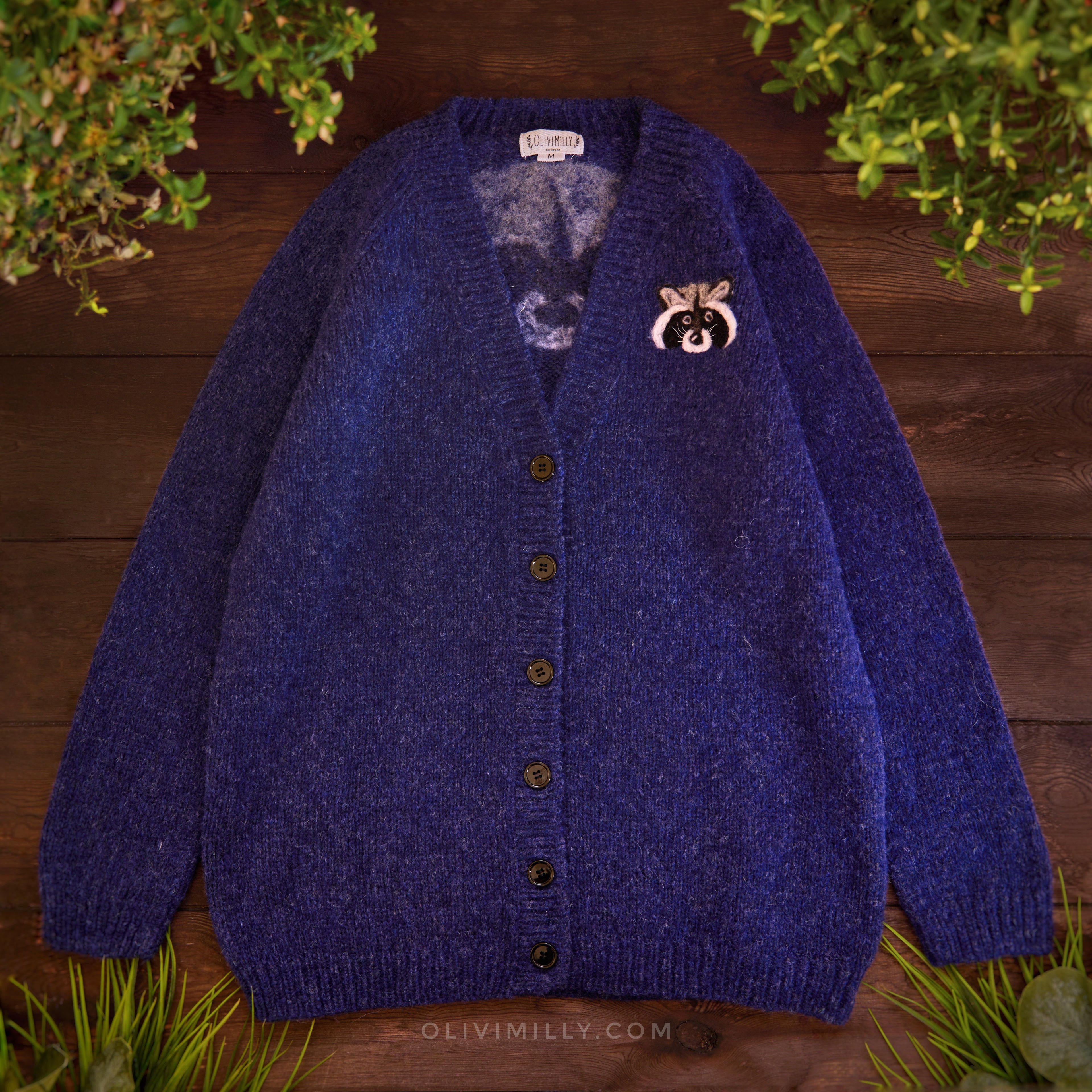 Adult Raccoon cardigan | Dark blue