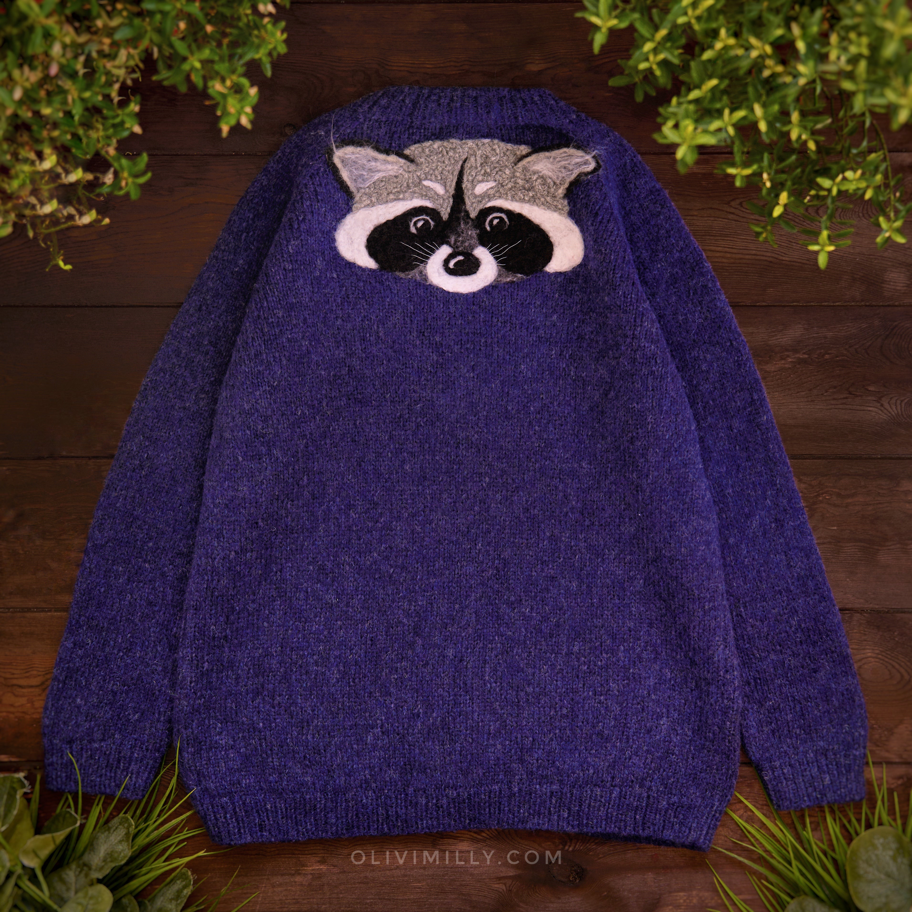 Adult Raccoon cardigan | Dark blue