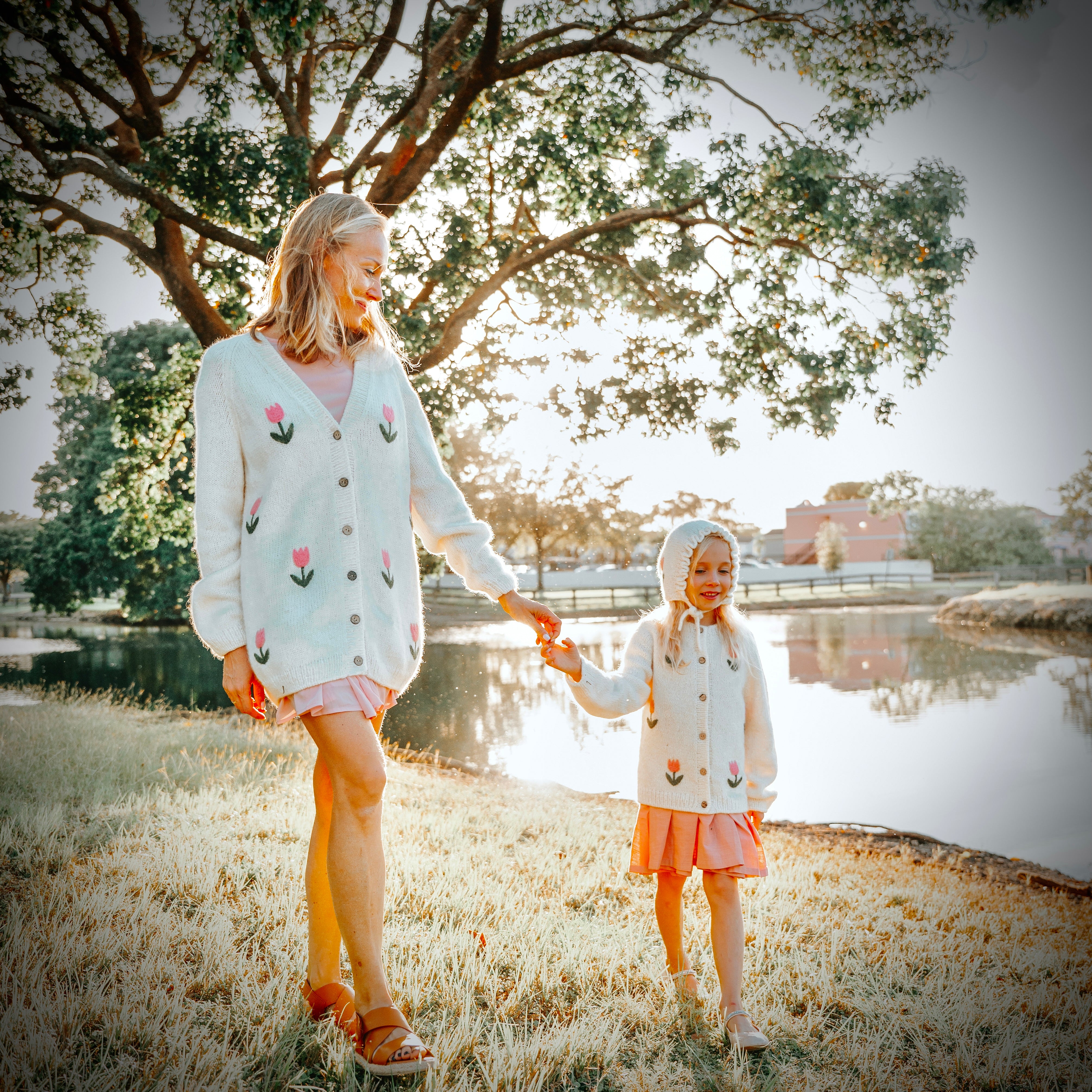 Adult Tulips cardigan | Off white