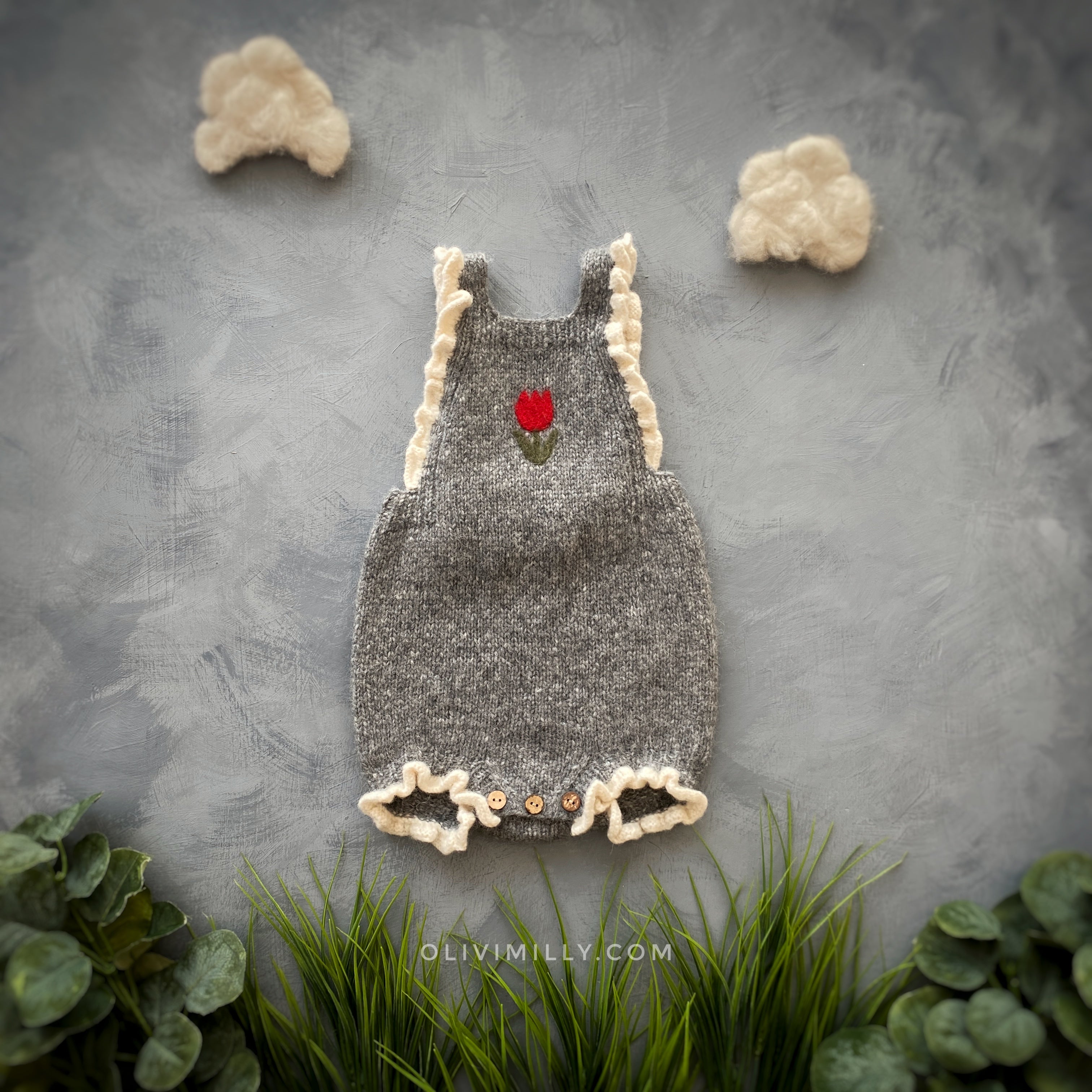 Tulips Romper | Dark Grey
