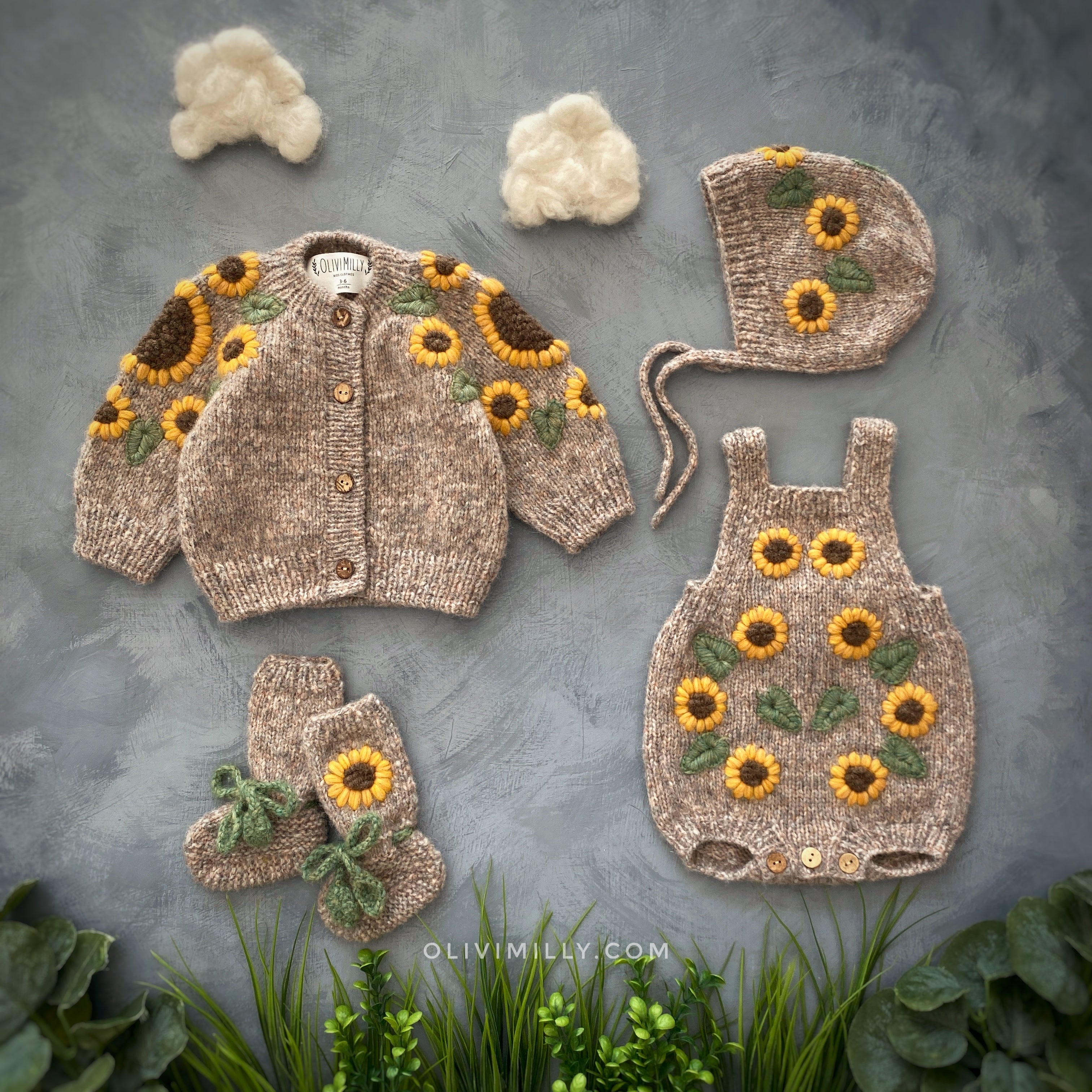 Sunflowers Bonnet | Beigebrown