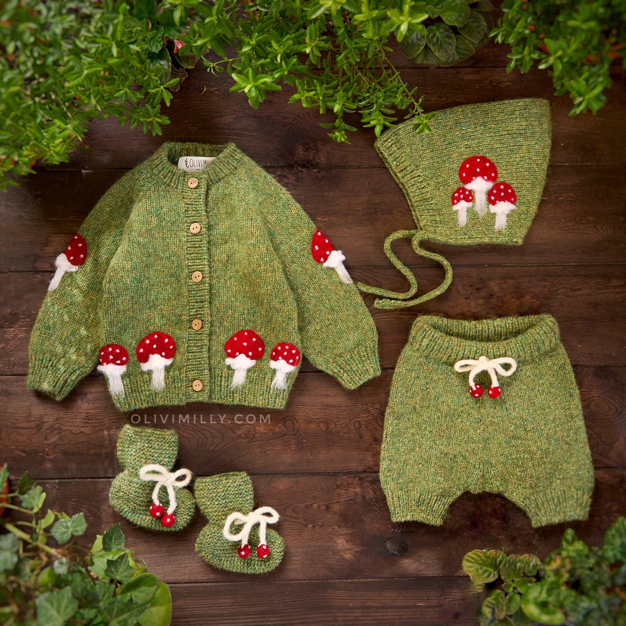 Mushrooms cardigan | Moss Green