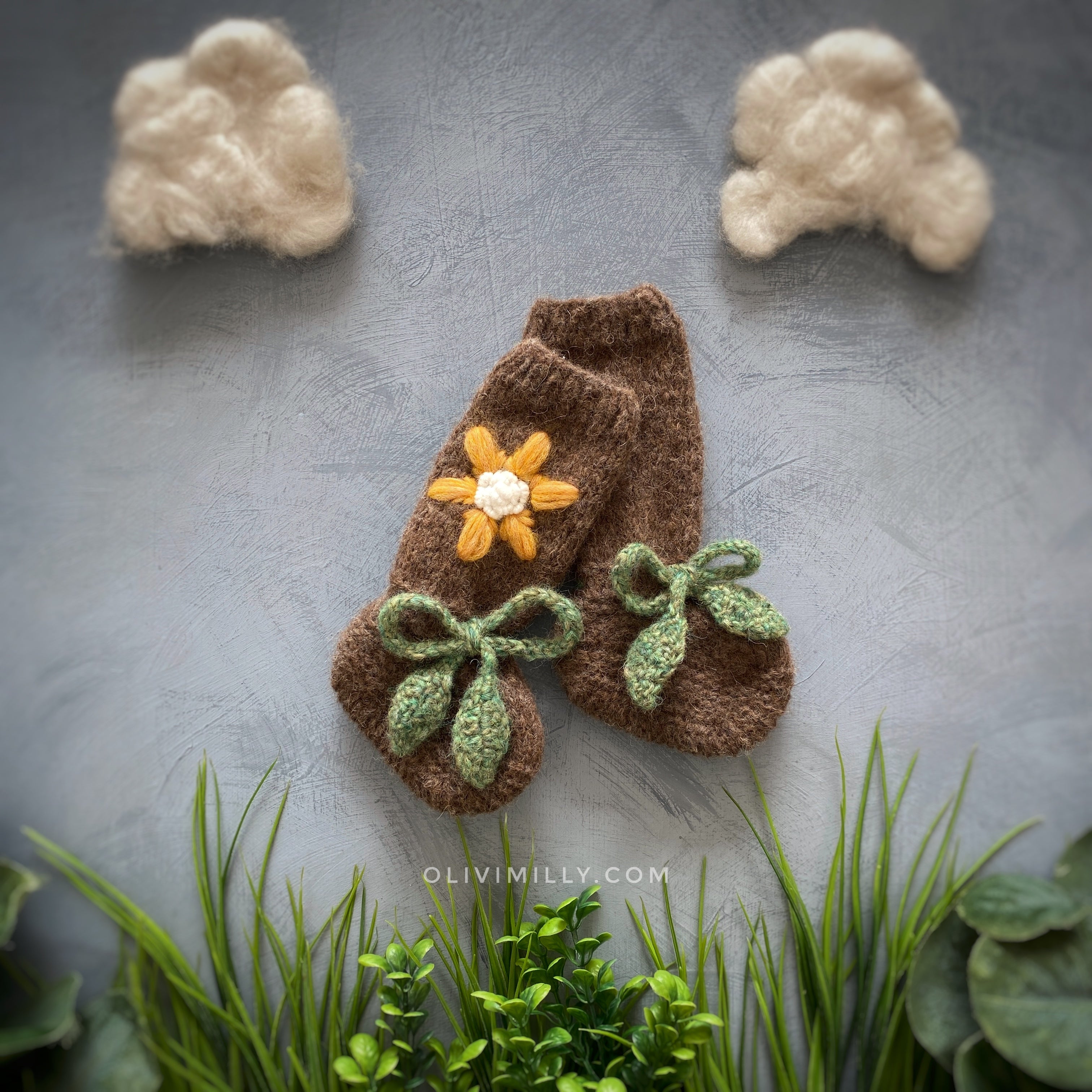 Flower Rain Booties |brown| in stock (9-12m)