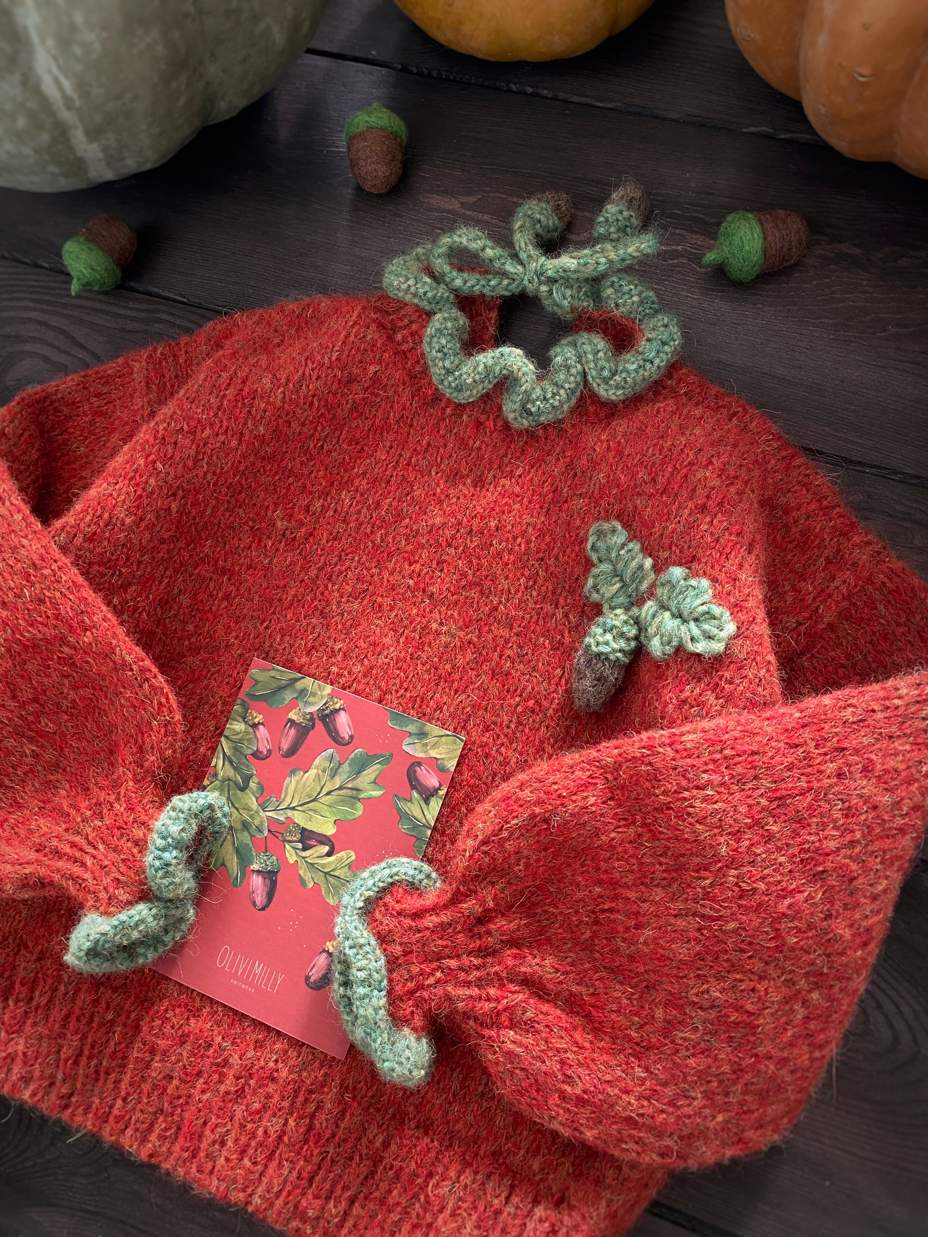 Adult Acorns Pullover | Red-orange