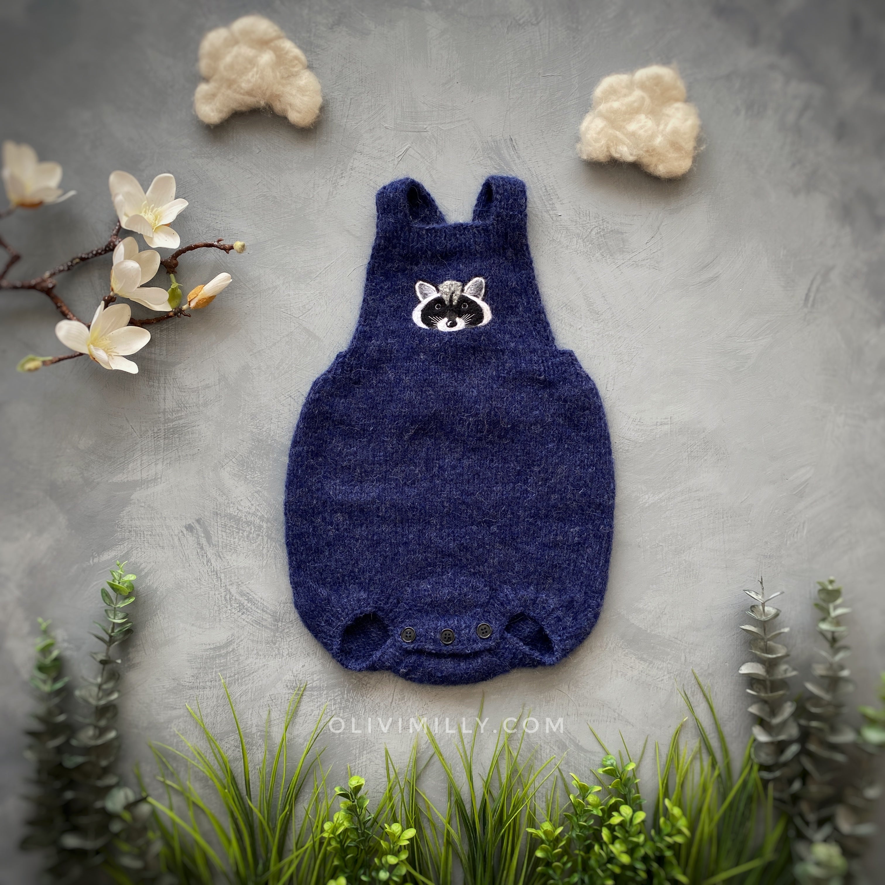 Raccoon romper | Dark blue