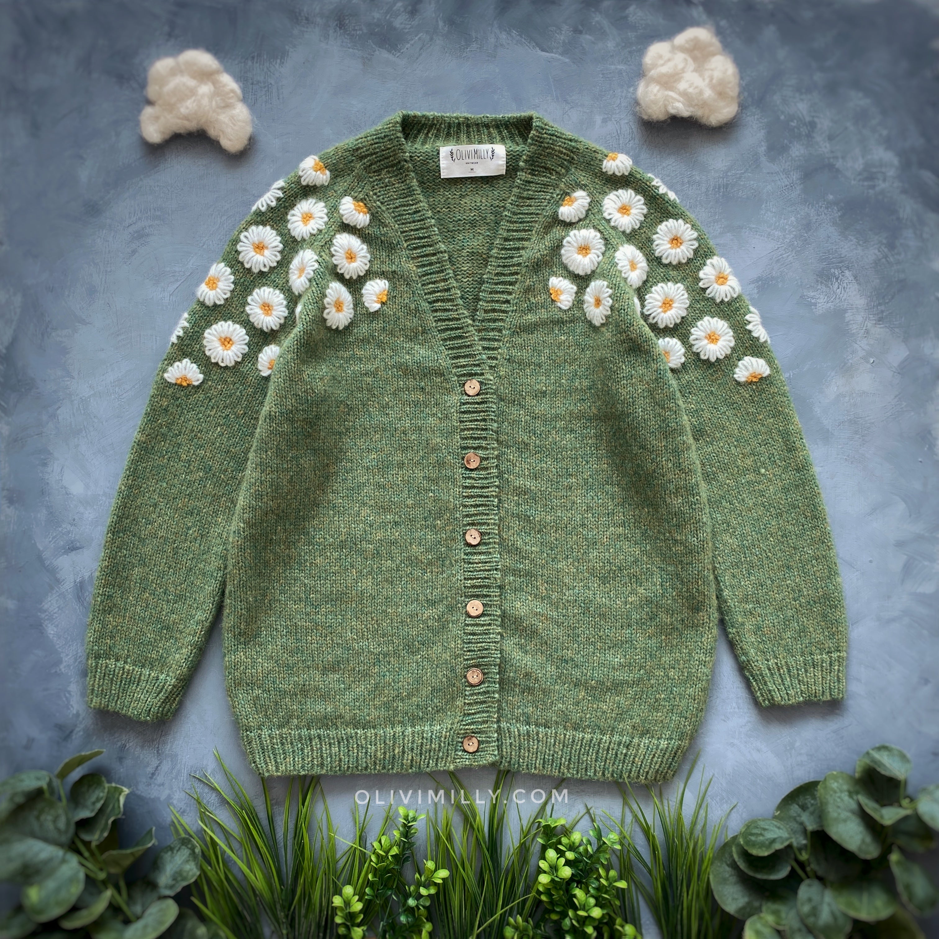 Adult Chamomile cardigan | Moss Green