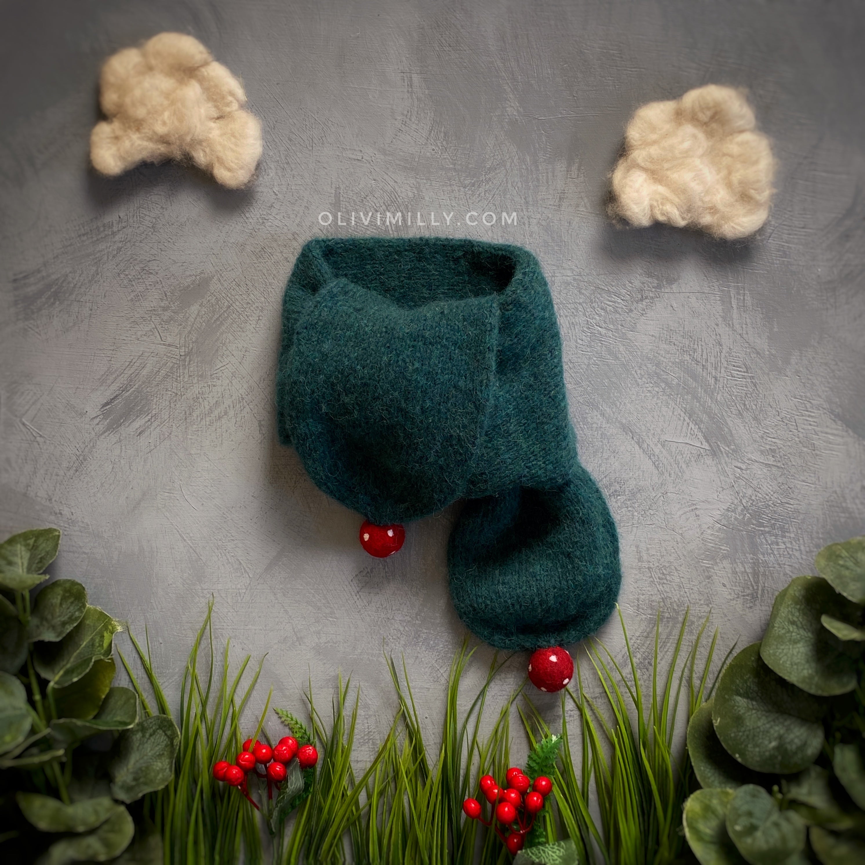 Mushrooms Scarf |emerald| in stock (one size)