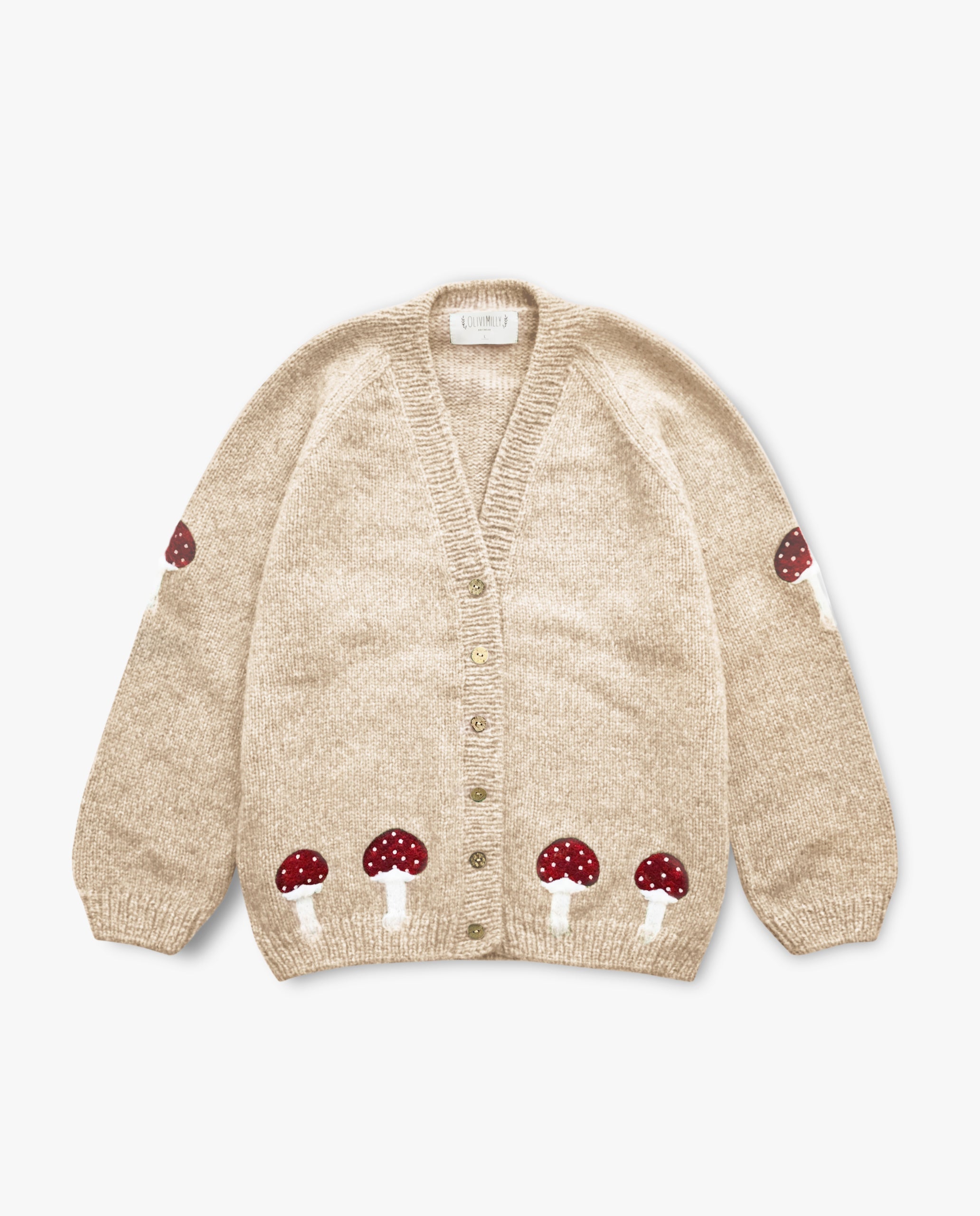 Adult Mushrooms cardigan | wheat