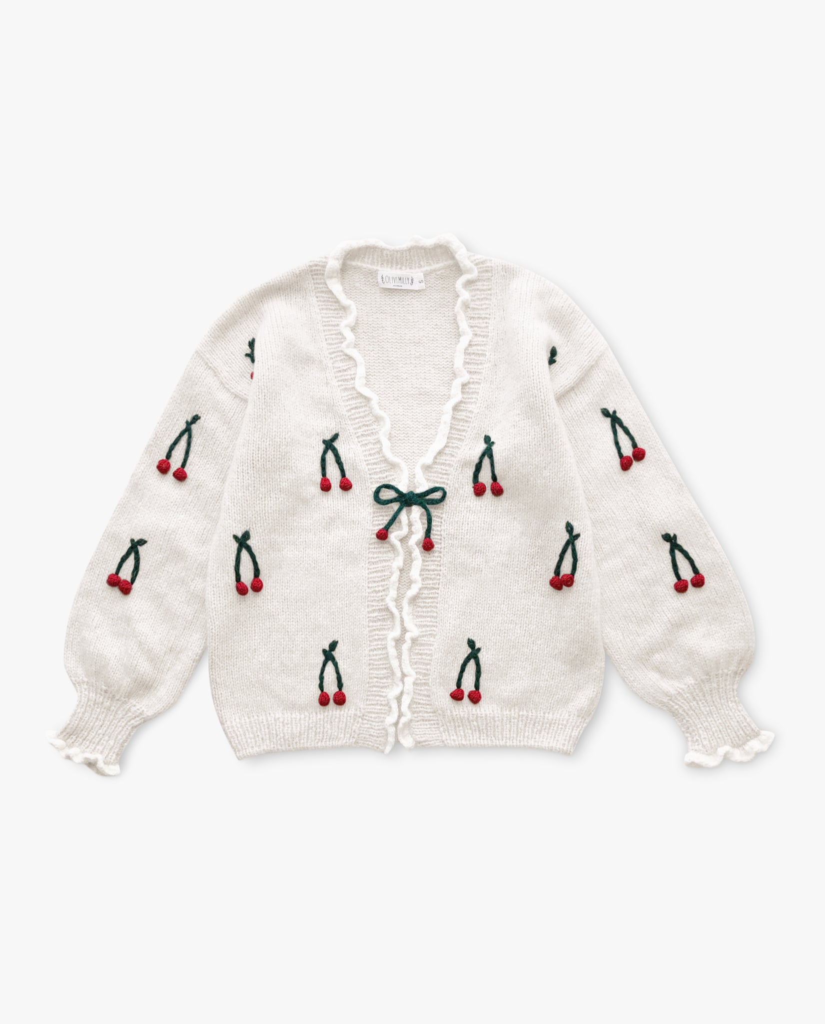 Adult Cardigan Cherries | off white