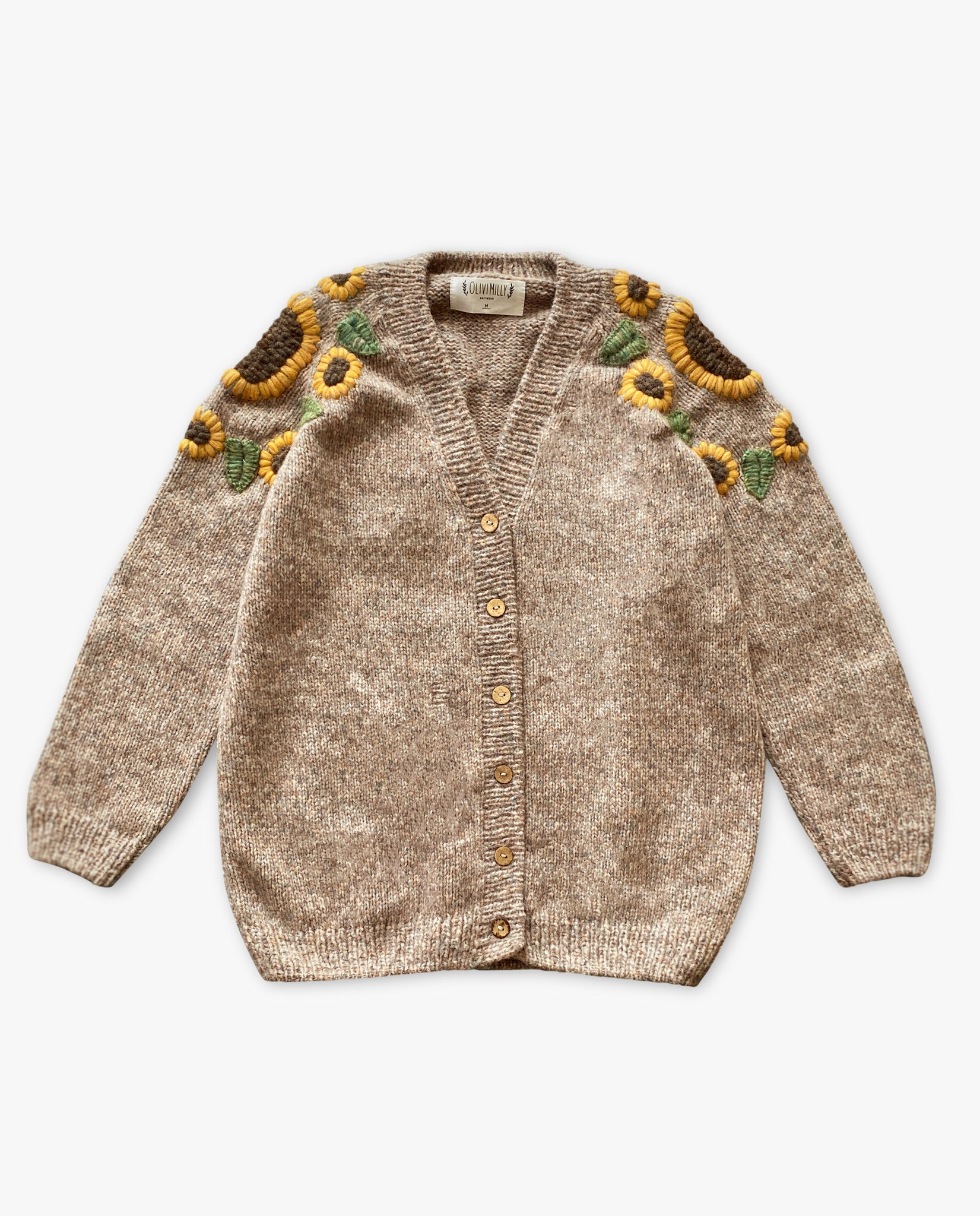 Adult cardigan Sunflowers | Beigebrown