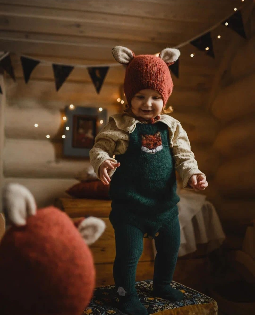 Fox hat |red-orange| in stock (1-2y)