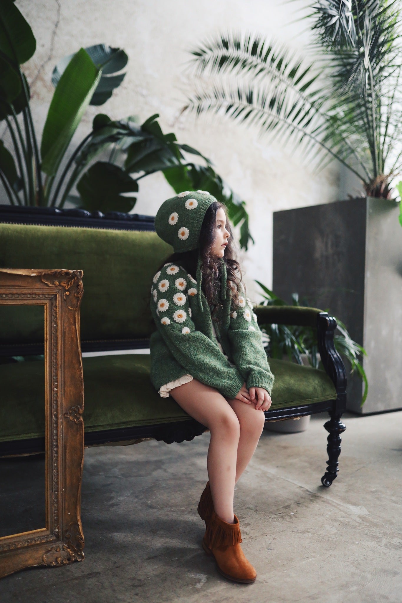 Chamomile bonnet | Moss Green