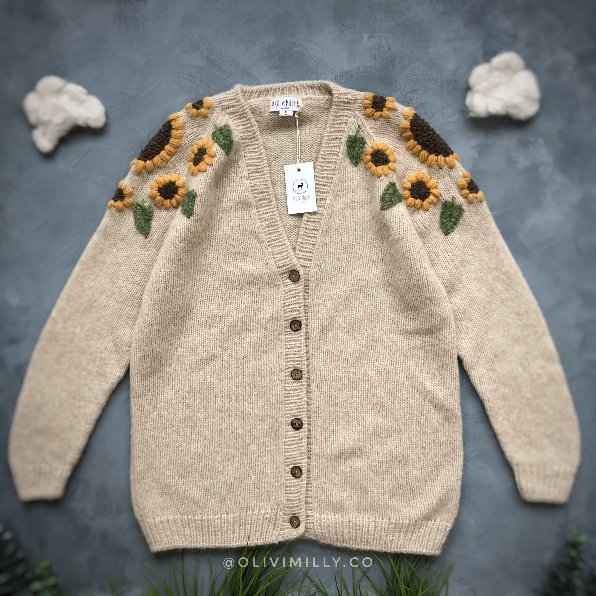 Adult Sunflowers cardigan | Wheat