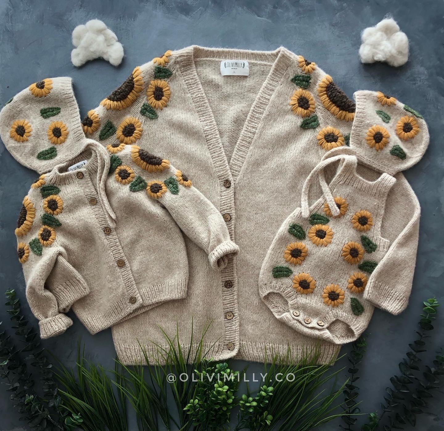 Adult Sunflowers cardigan | Wheat