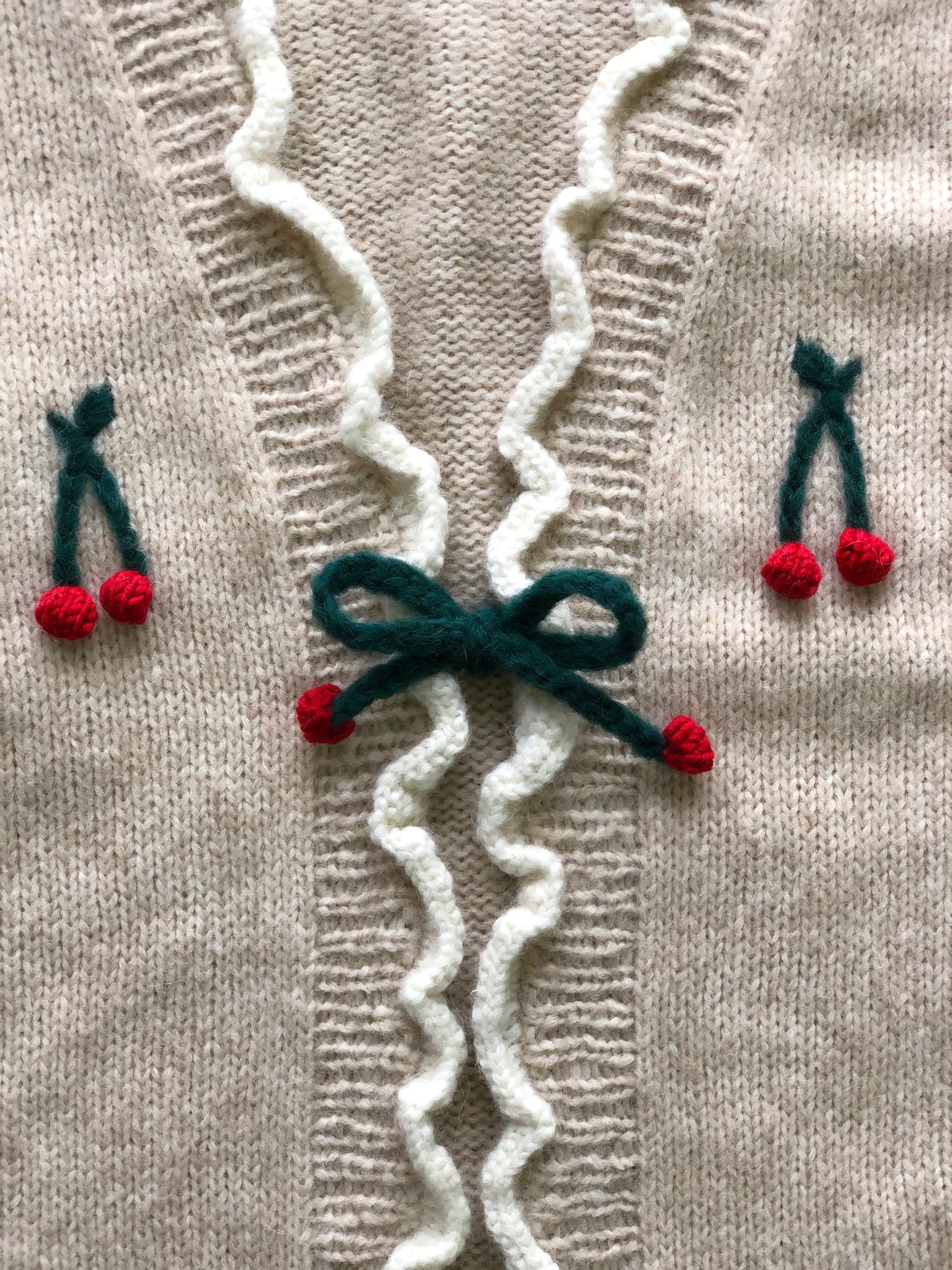 Adult Cherries Cardigan | Wheat
