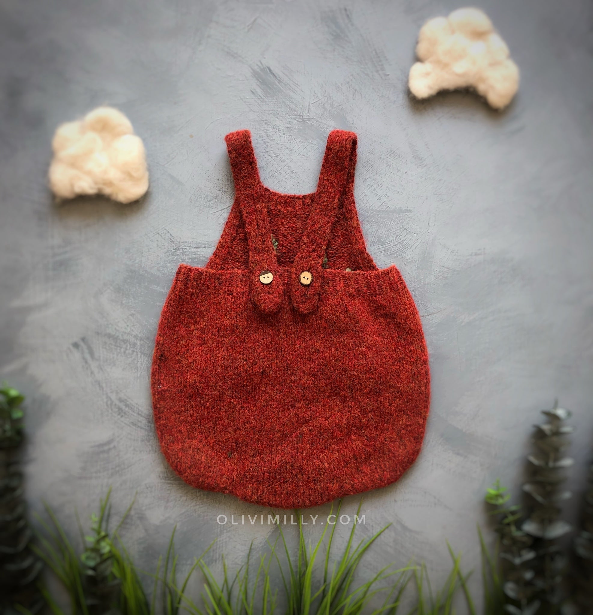 Acorns romper | Red-orange