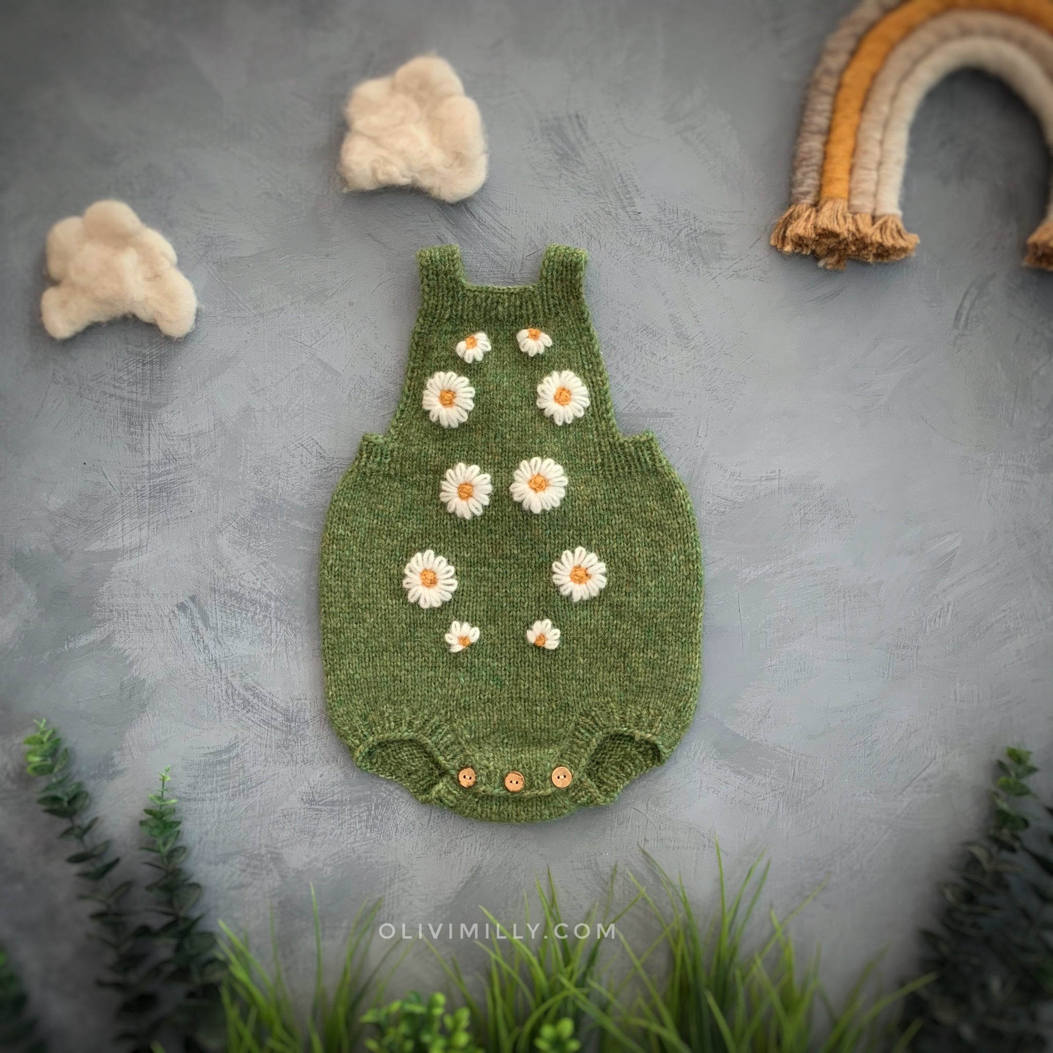 Chamomile romper | Moss Green