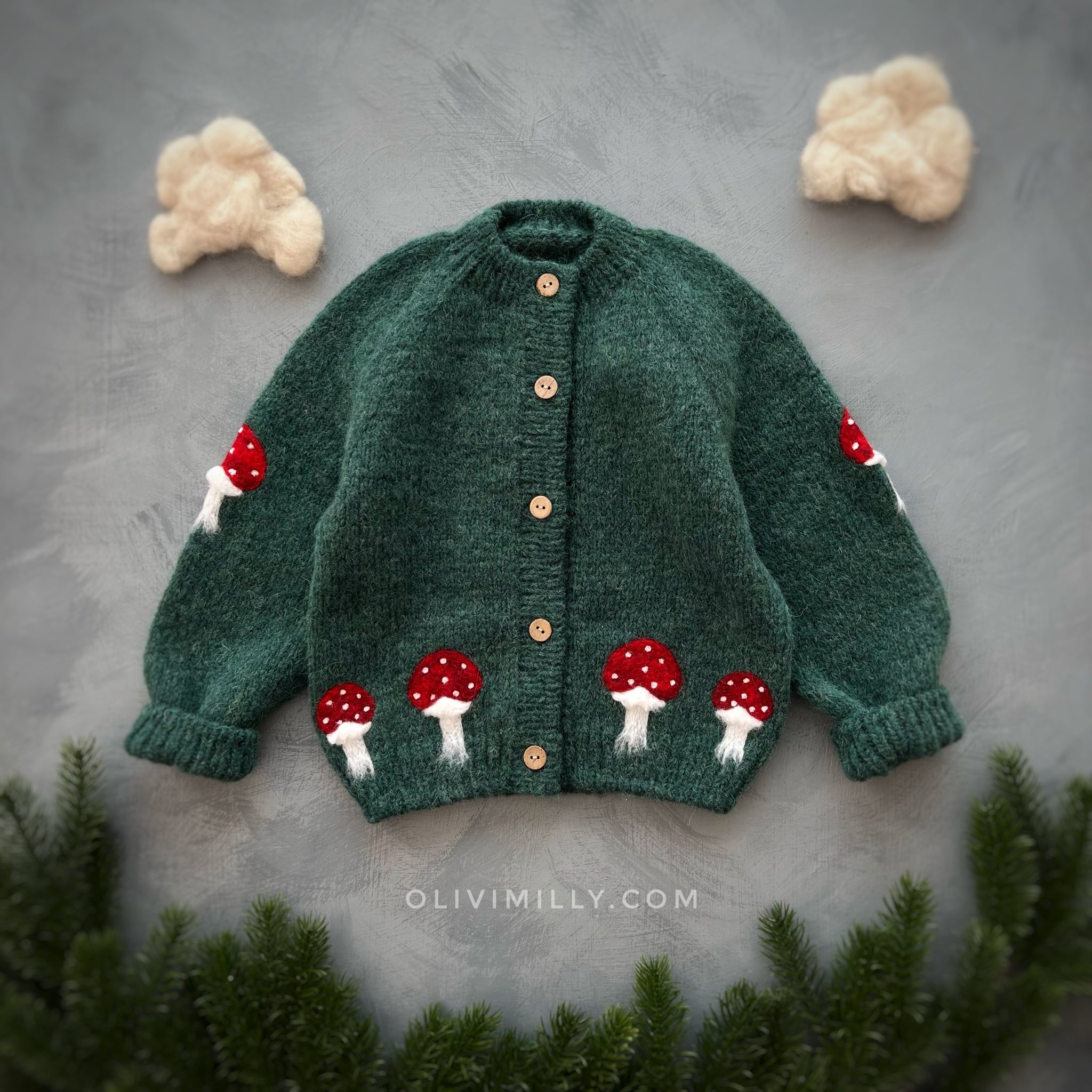 Mushrooms cardigan | Emerald