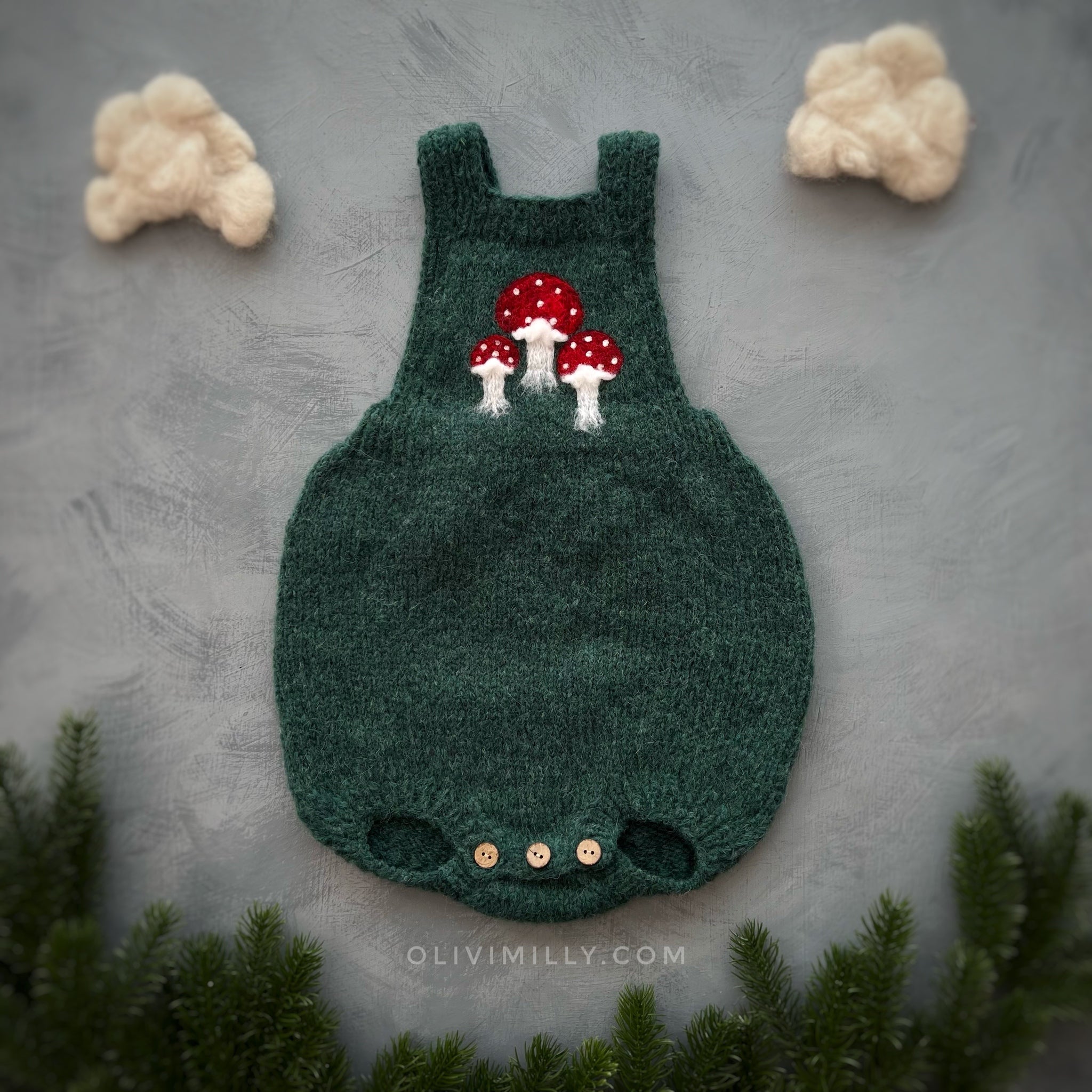 Mushrooms romper | Emerald