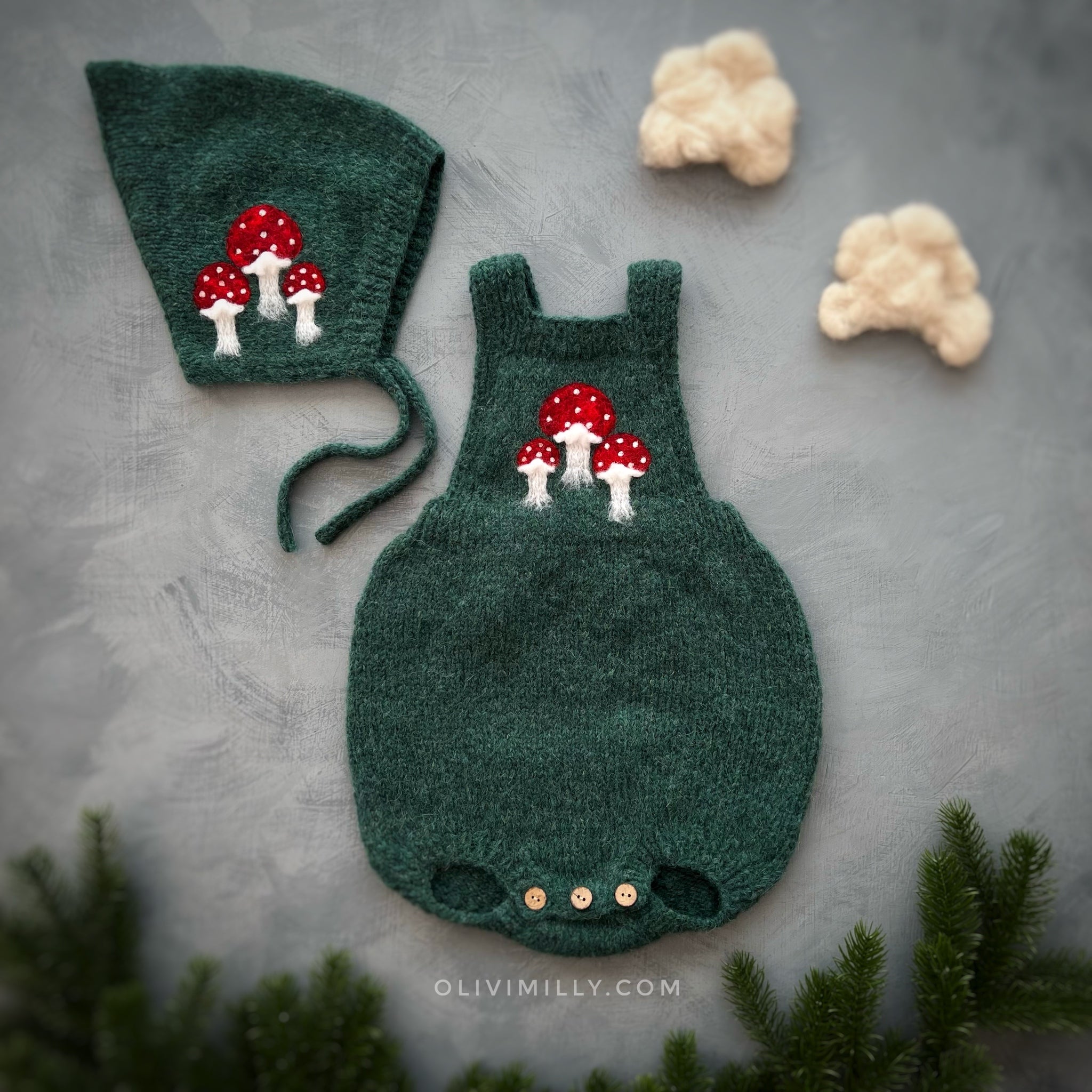 Mushrooms romper | Emerald