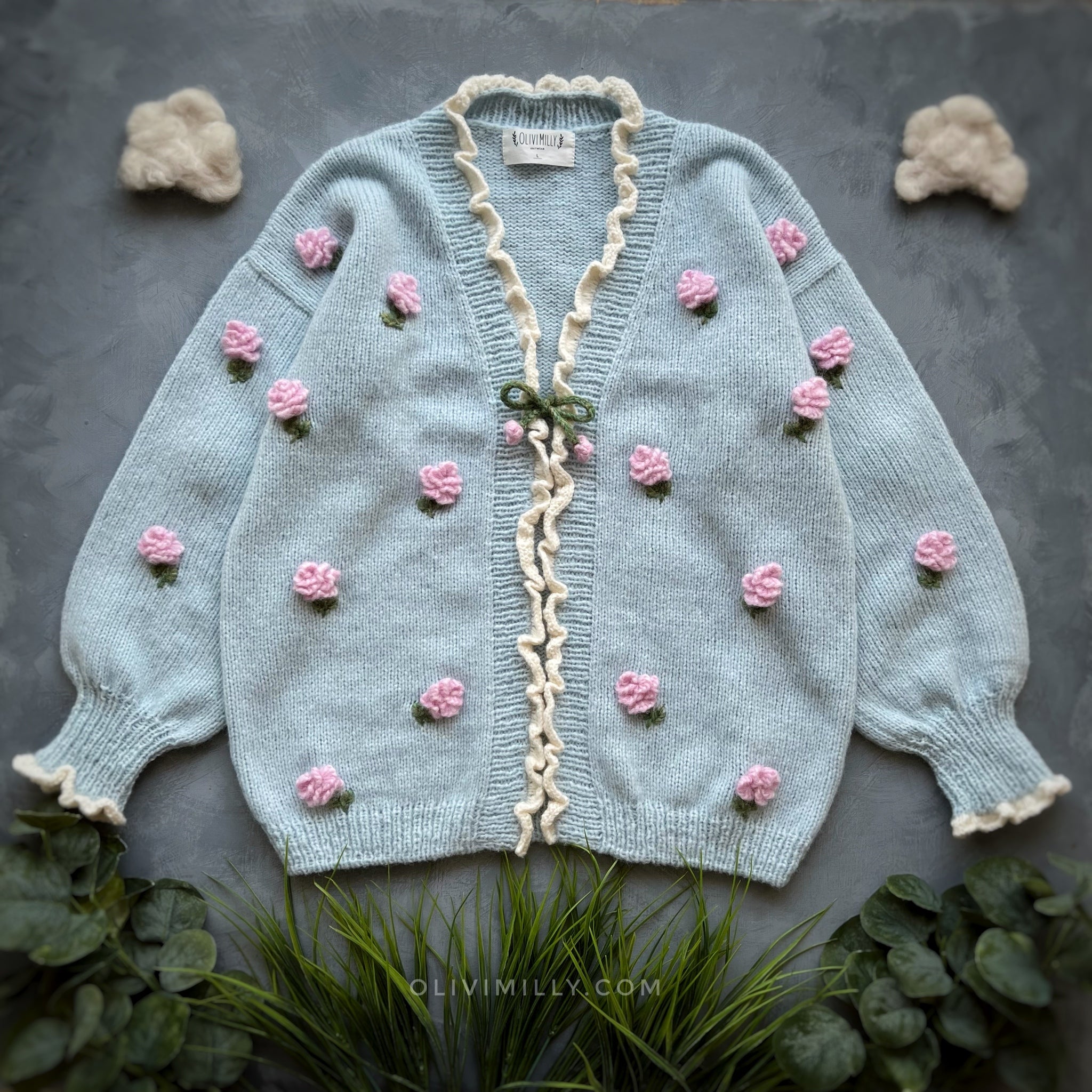 Adult Roses cardigan | Blue