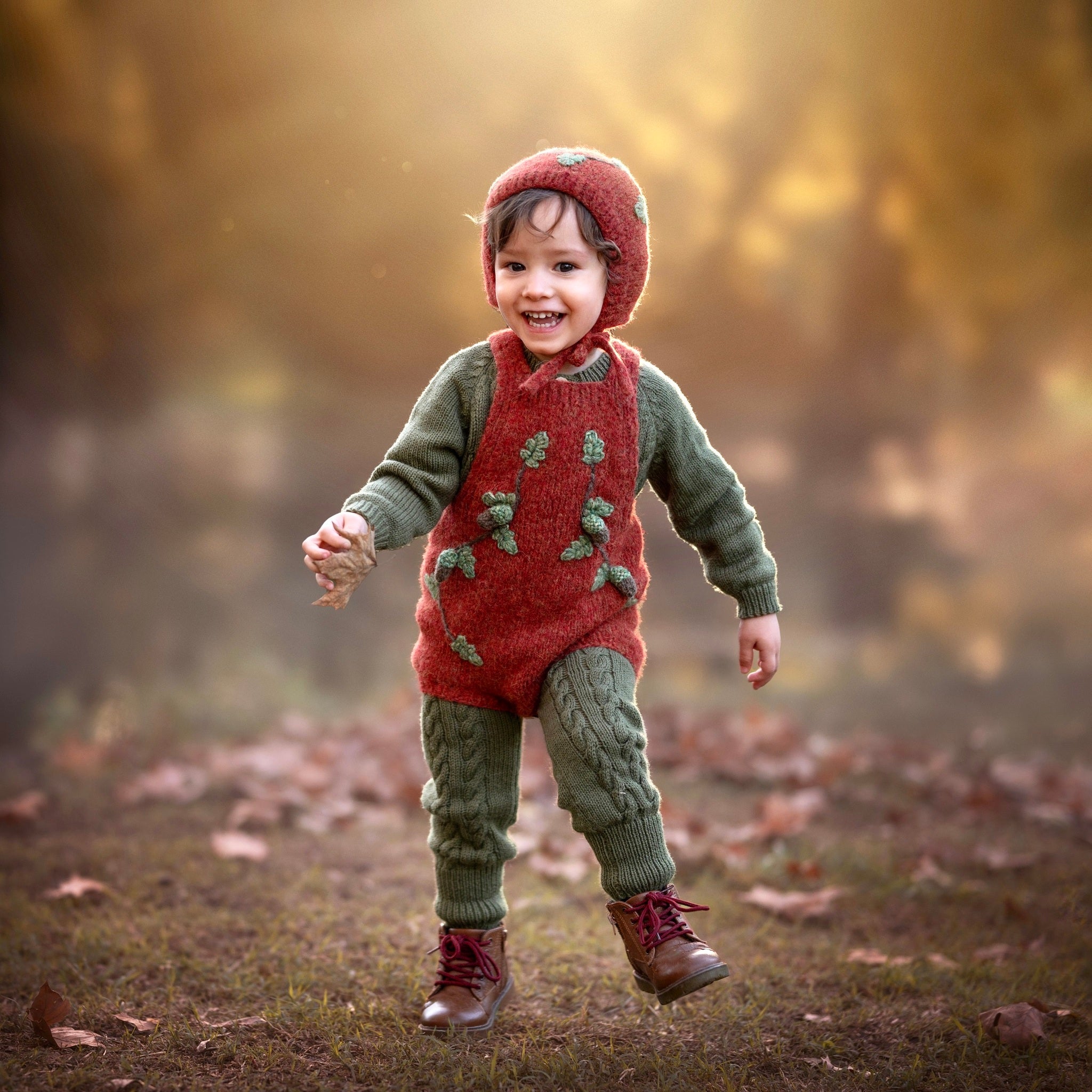 Acorns romper | Red-orange