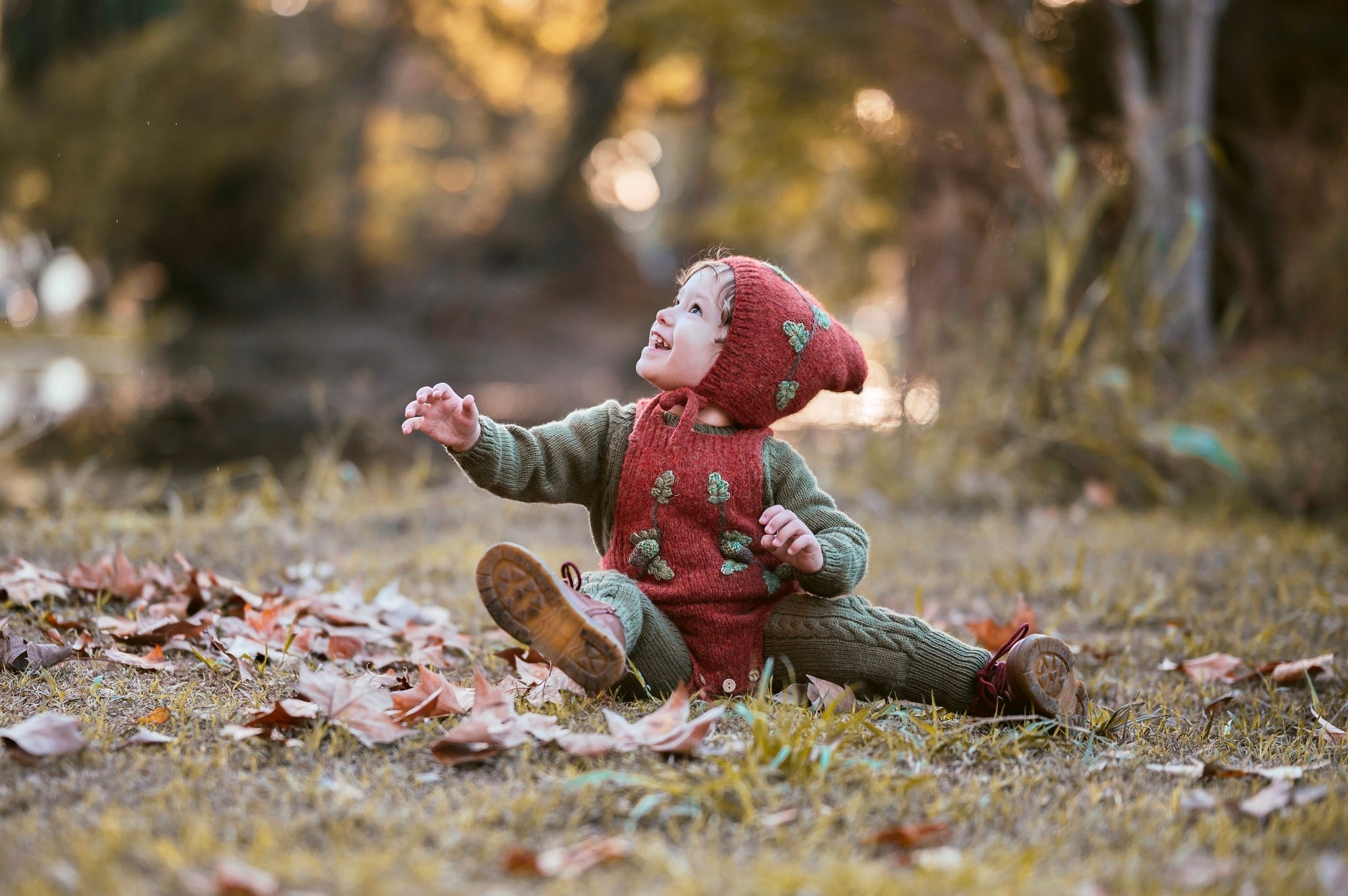 Acorns bonnet | Red-orange