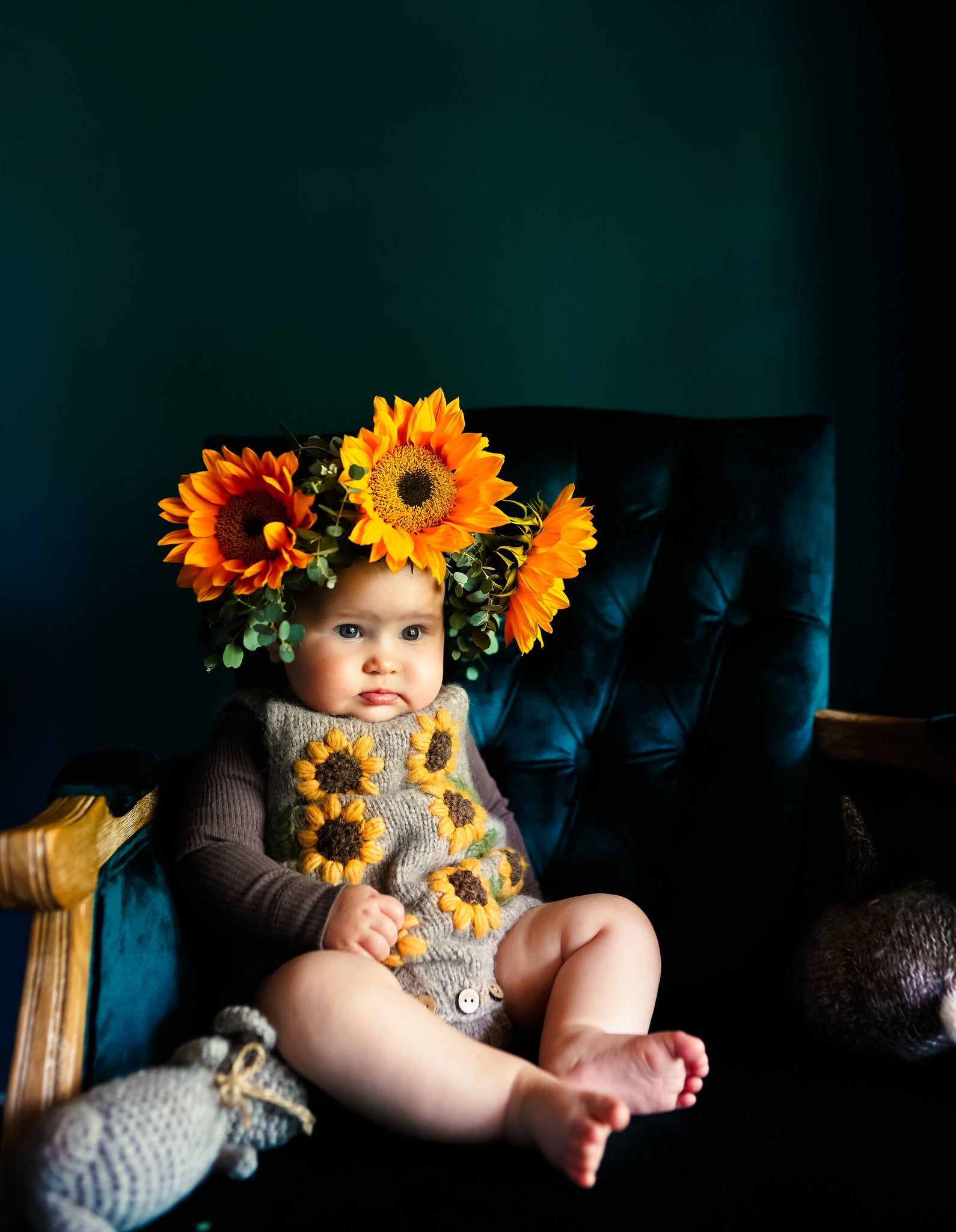 Sunflowers romper | Beigebrown