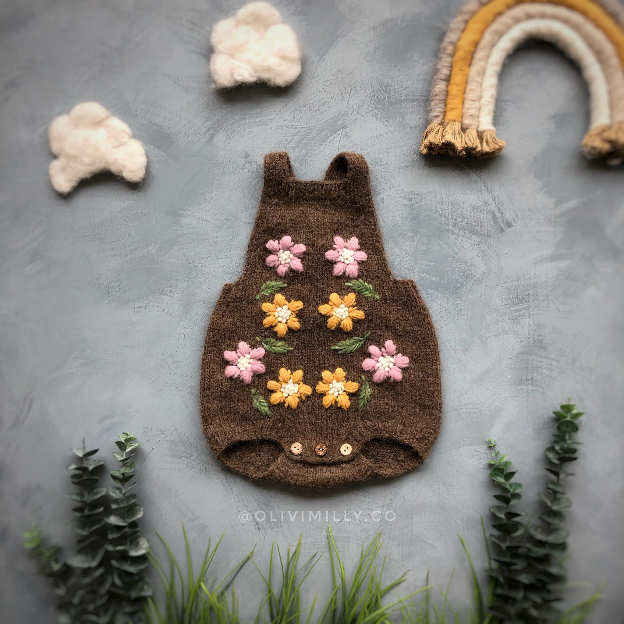 Flower Rain romper | Brown