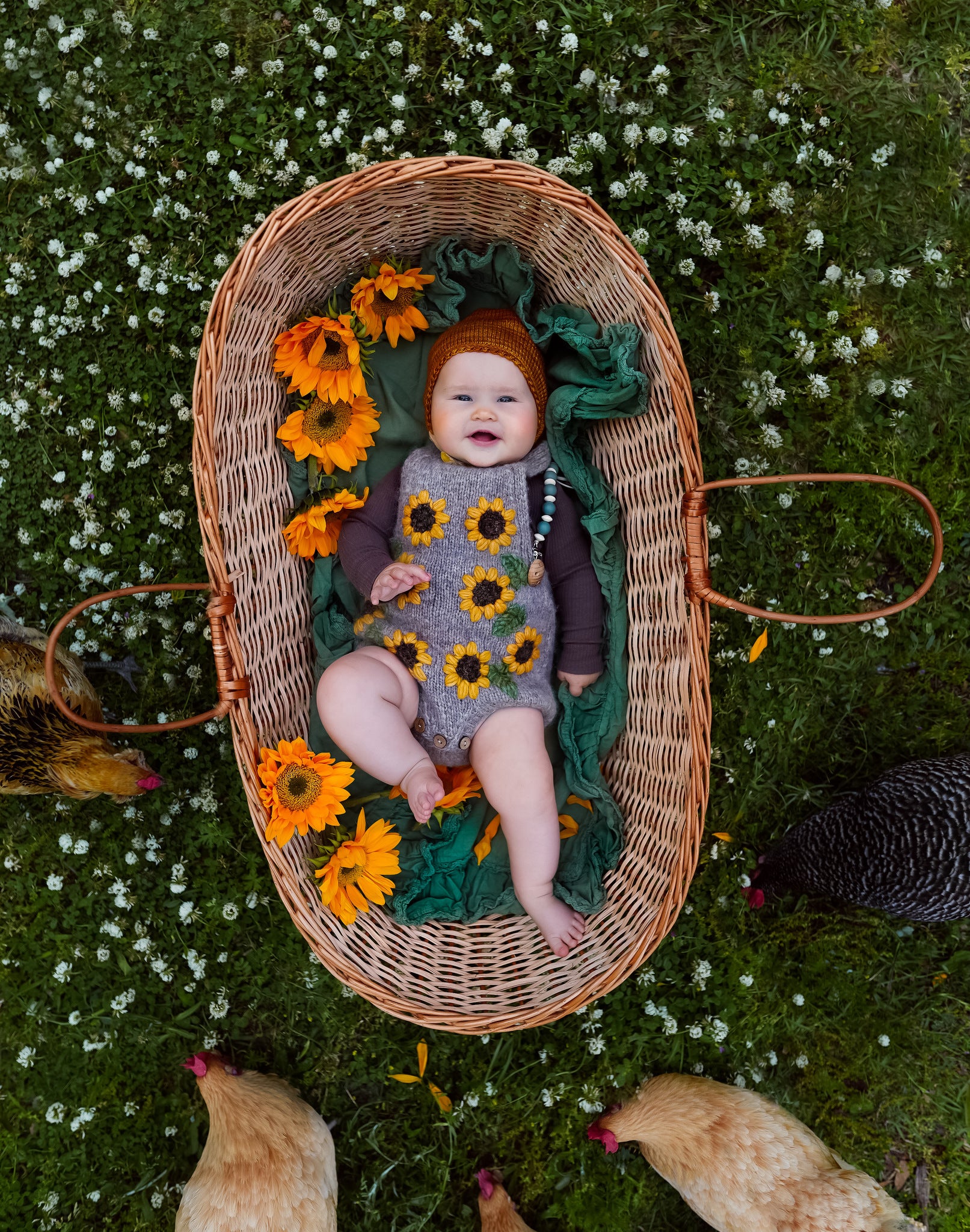 Sunflowers romper | Beigebrown
