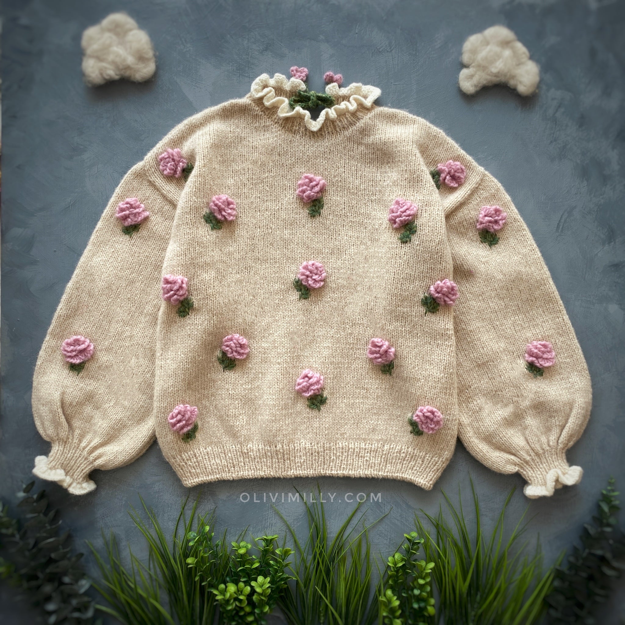 Adult Roses Pullover | Wheat