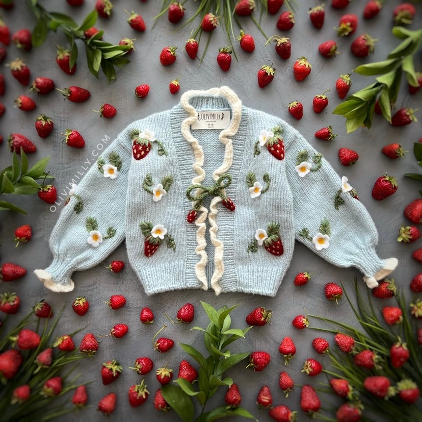 Strawberries Cardigan | Blue