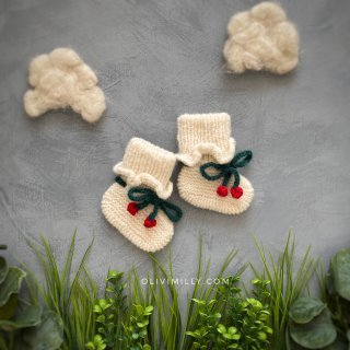 Cherry Booties |off white| in stock (9-12m)