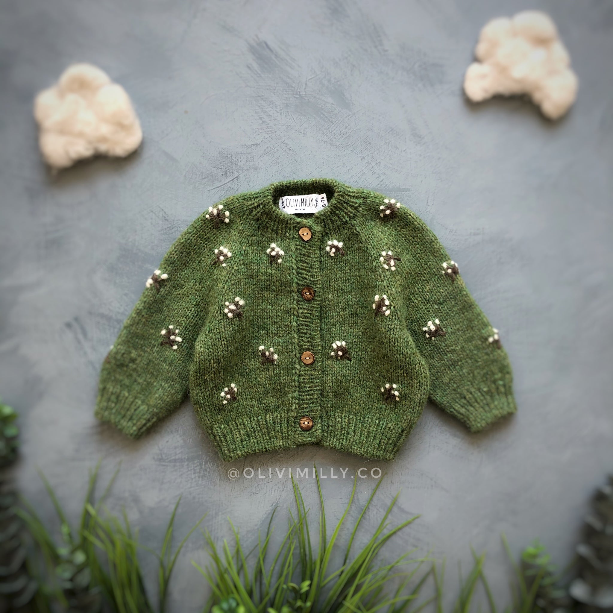 Flora cardigan | Moss Green
