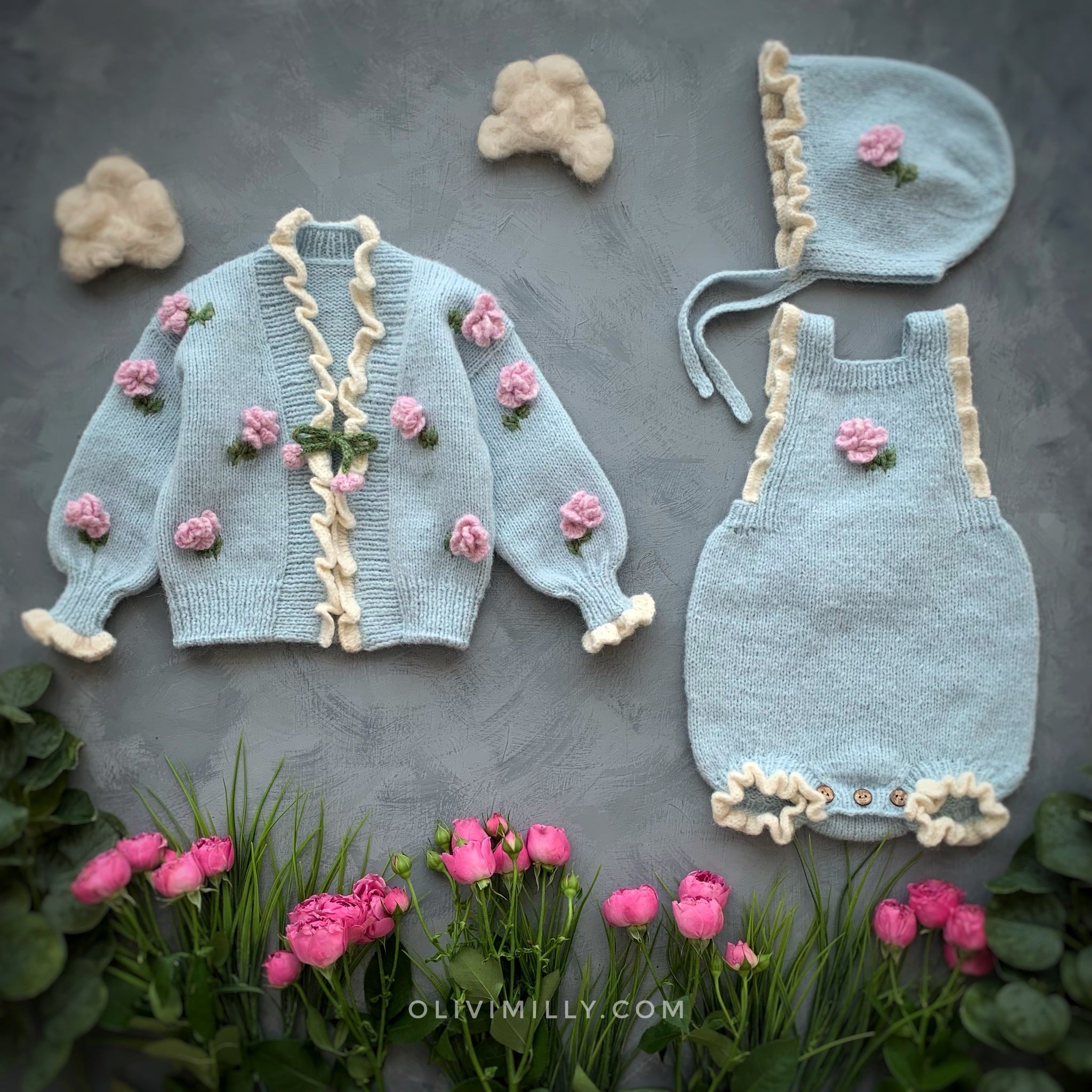 Roses cardigan | Blue