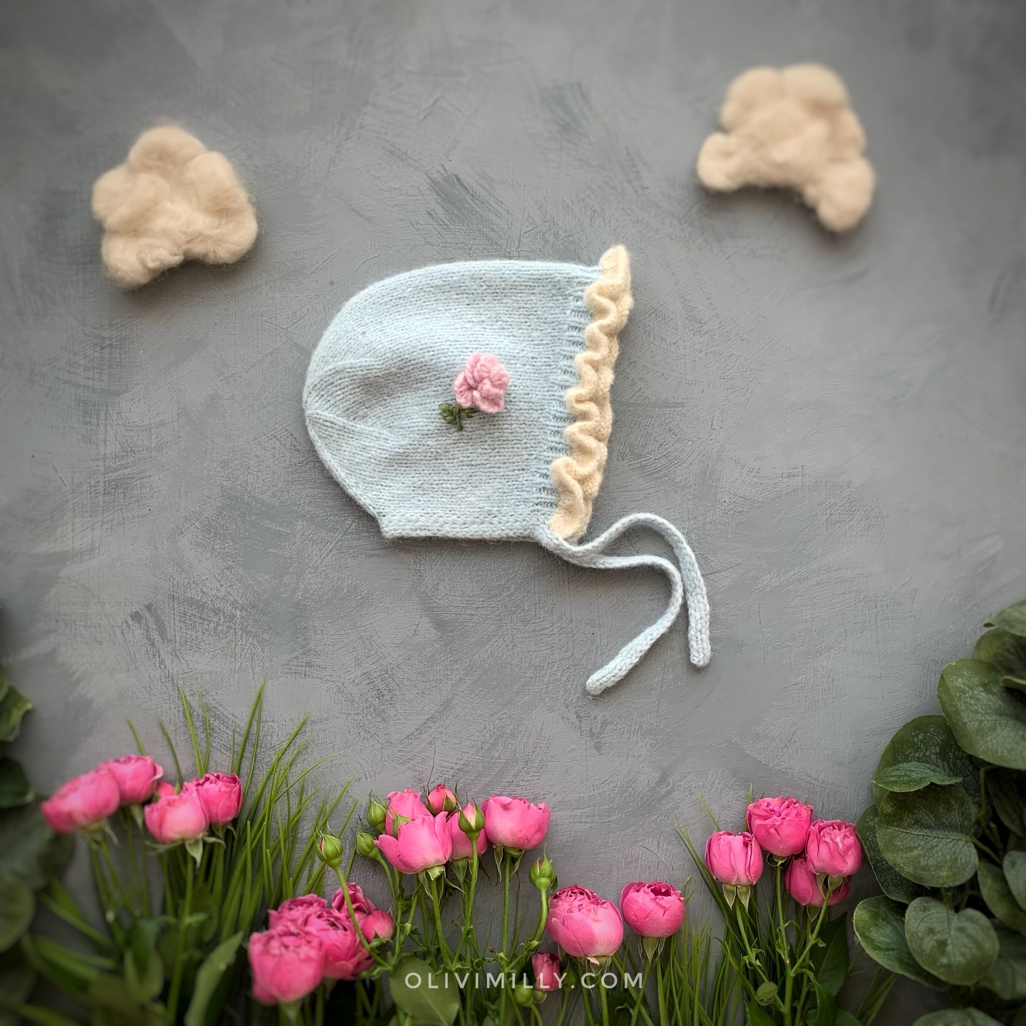 Roses bonnet | Blue