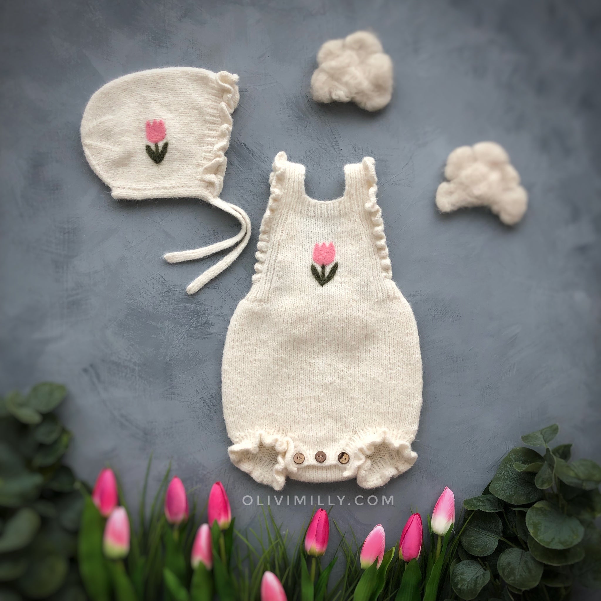 Tulips Romper | Off white