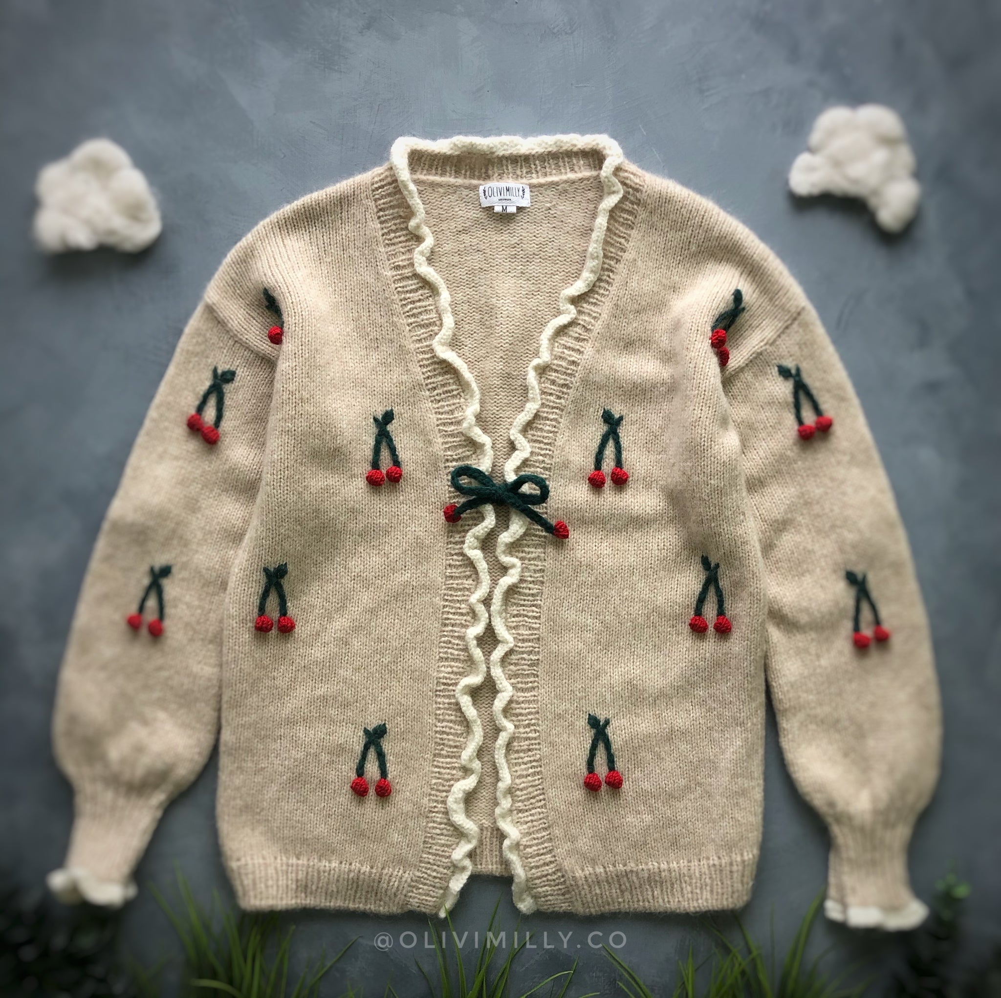 Adult Cherries Cardigan | Wheat