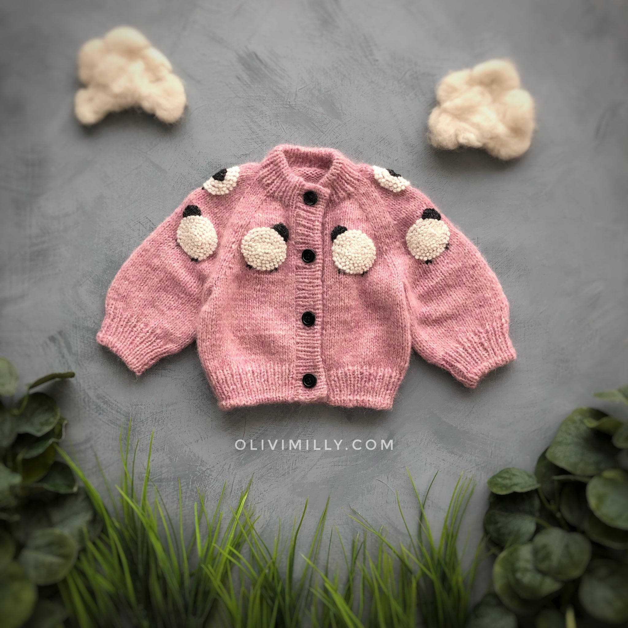 Sheeps cardigan |powder pink| in stock (0-3m / 3-6m)
