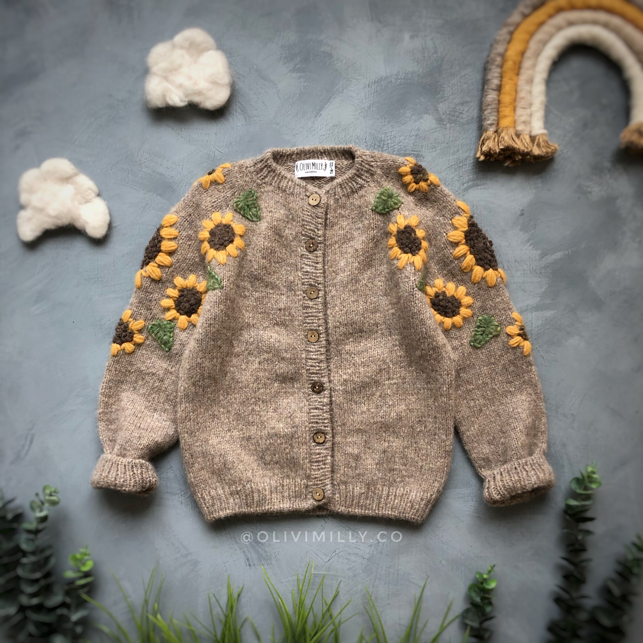 Sunflowers cardigan | Beigebrown