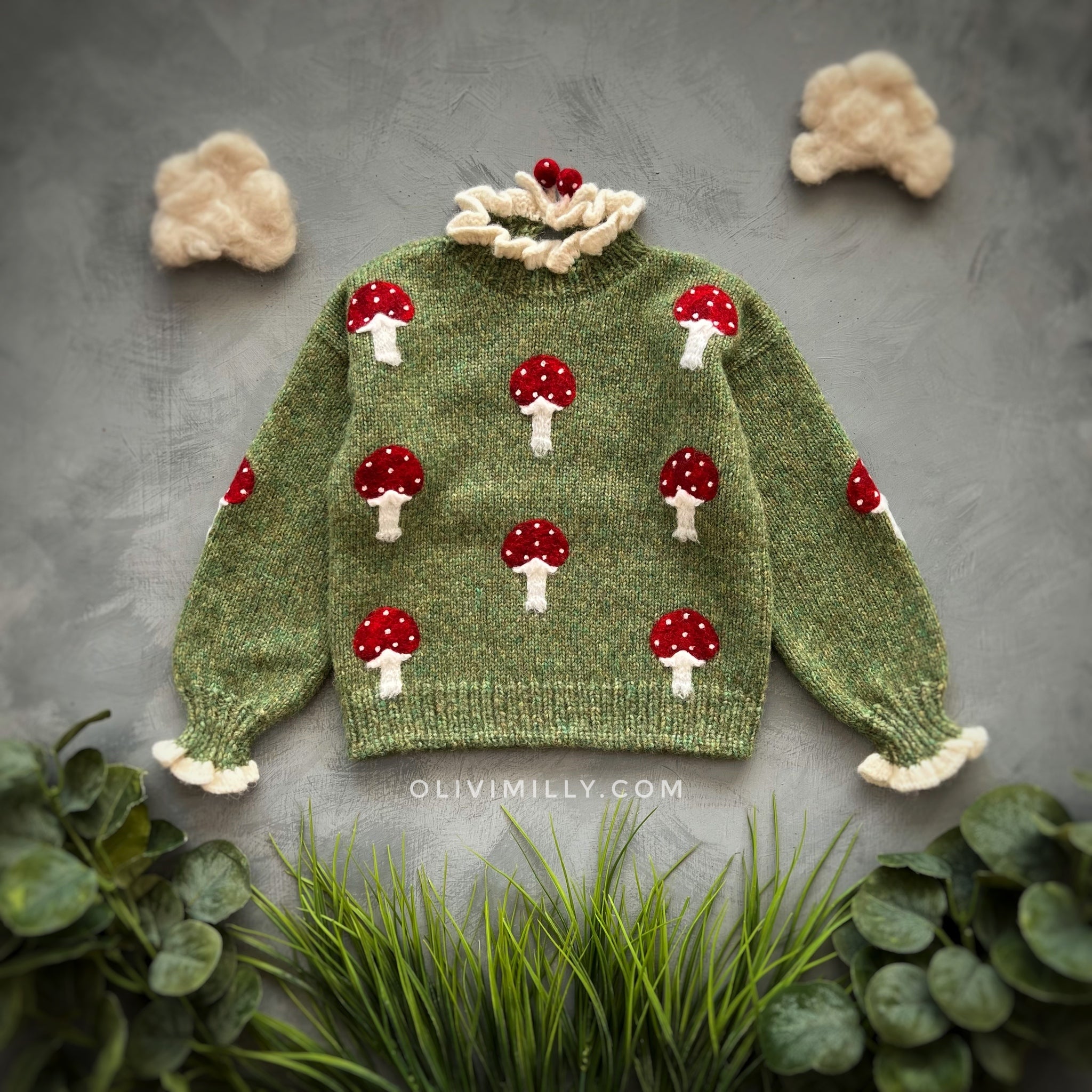 Mushrooms pullover | Moss Green
