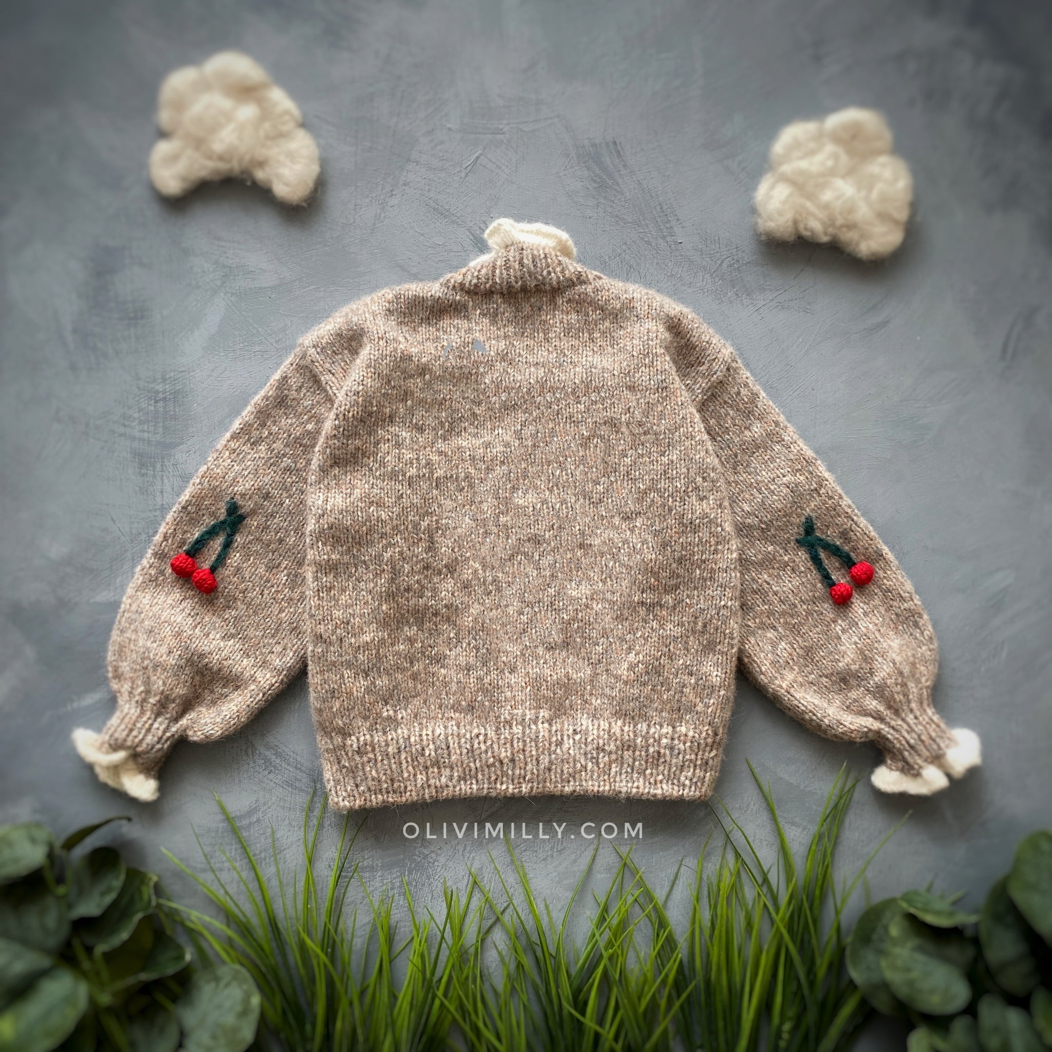 Cherries cardigan | Beigebrown
