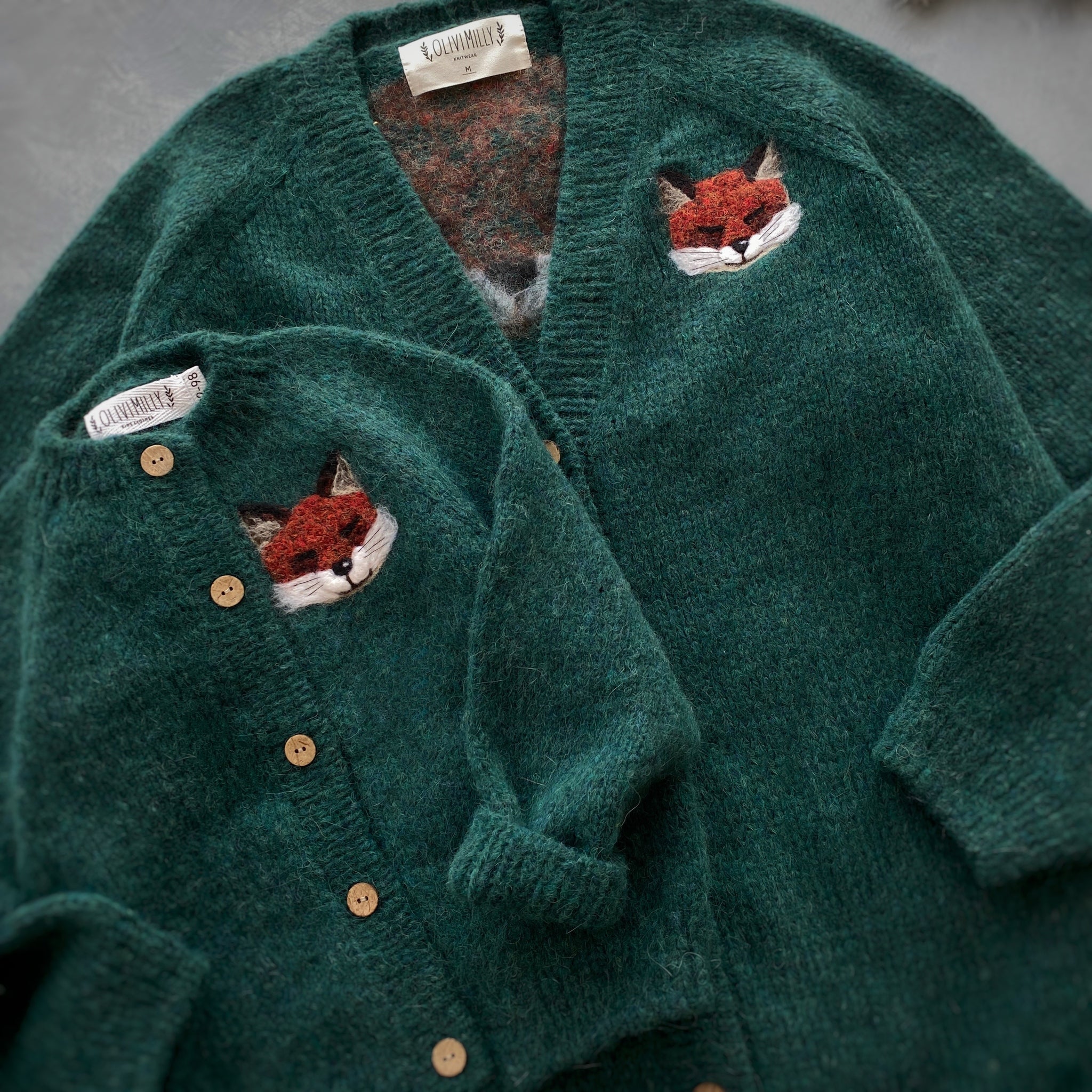 Adult Fox cardigan | Emerald