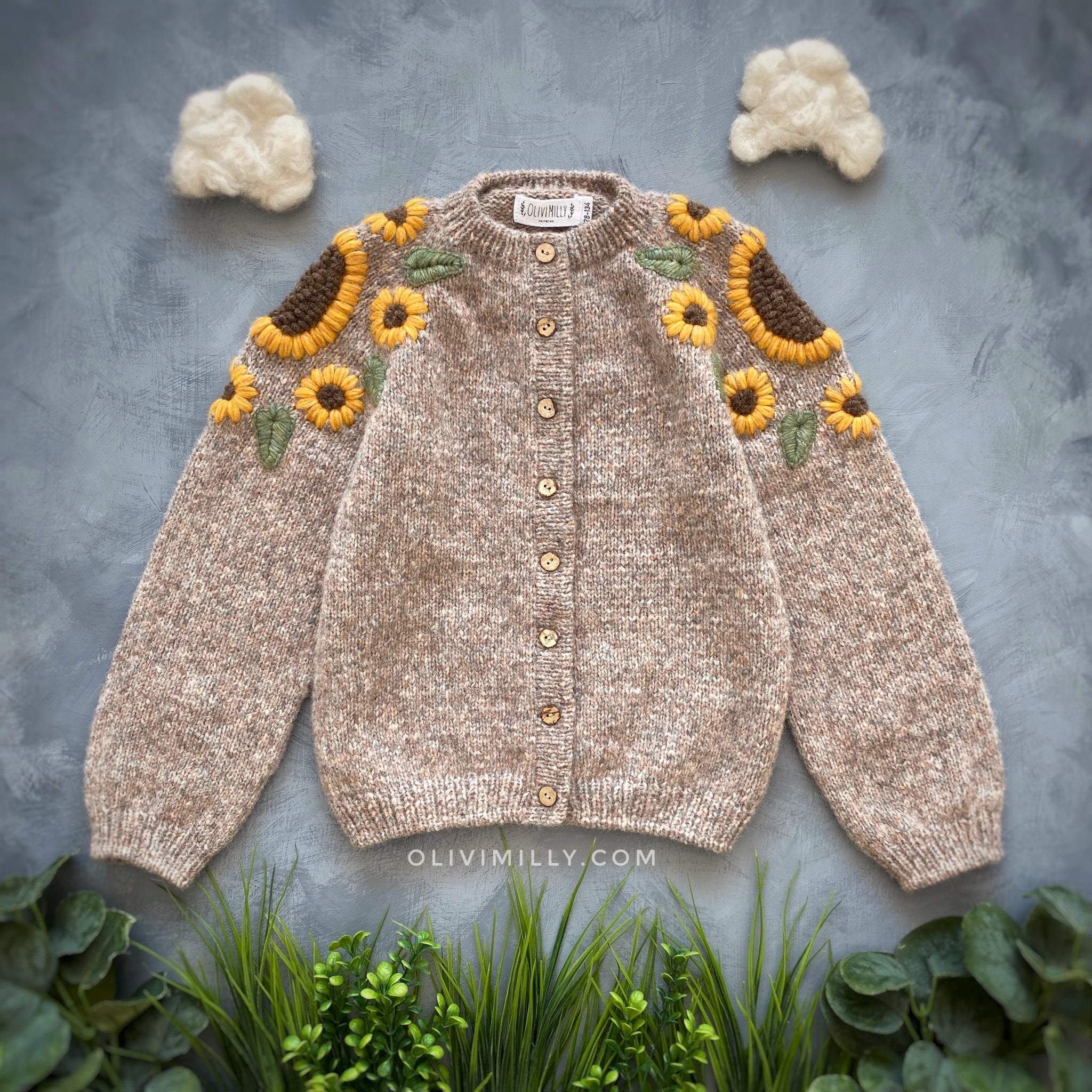 Sunflowers cardigan | Beigebrown
