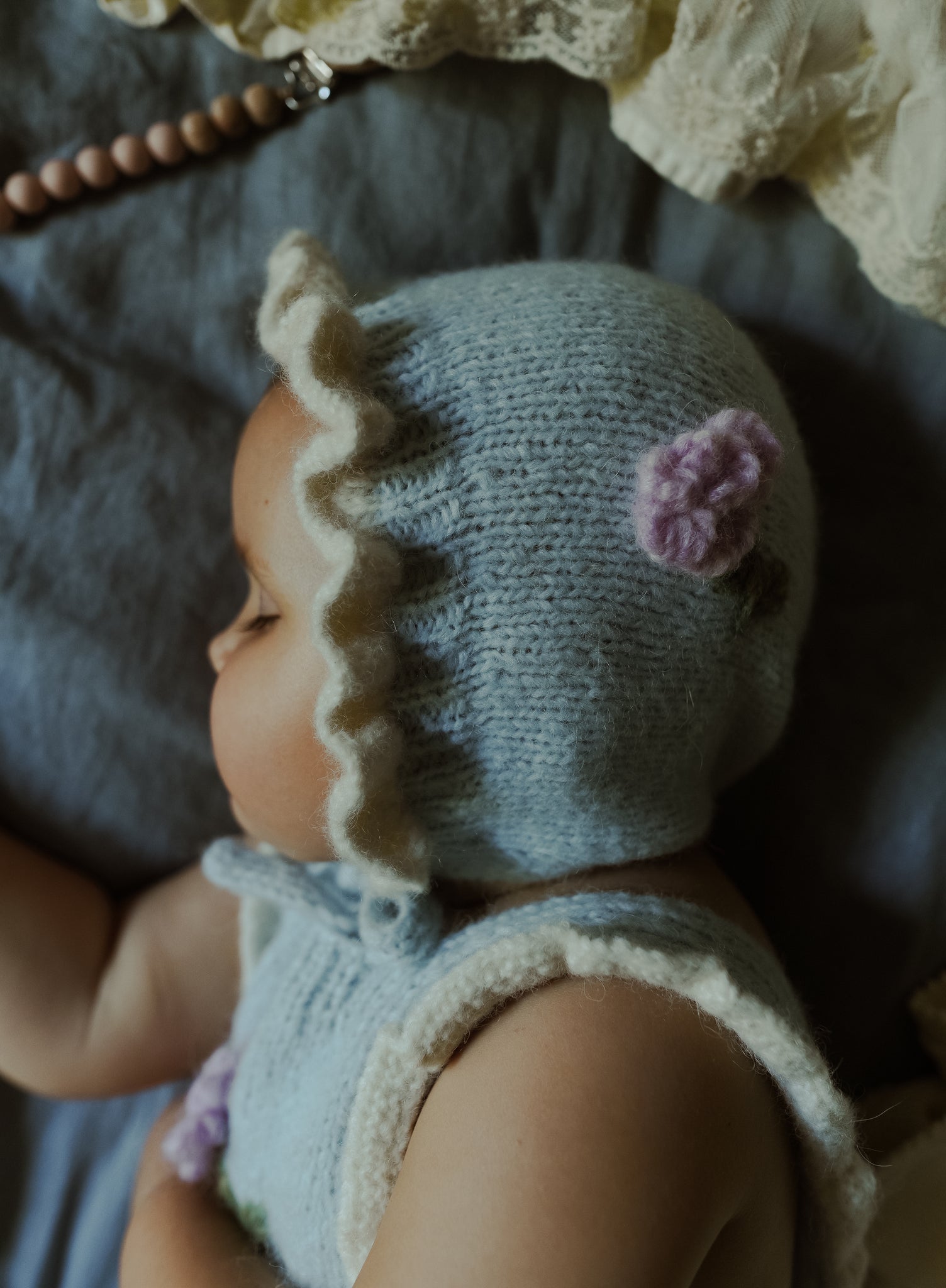 Roses bonnet | Blue
