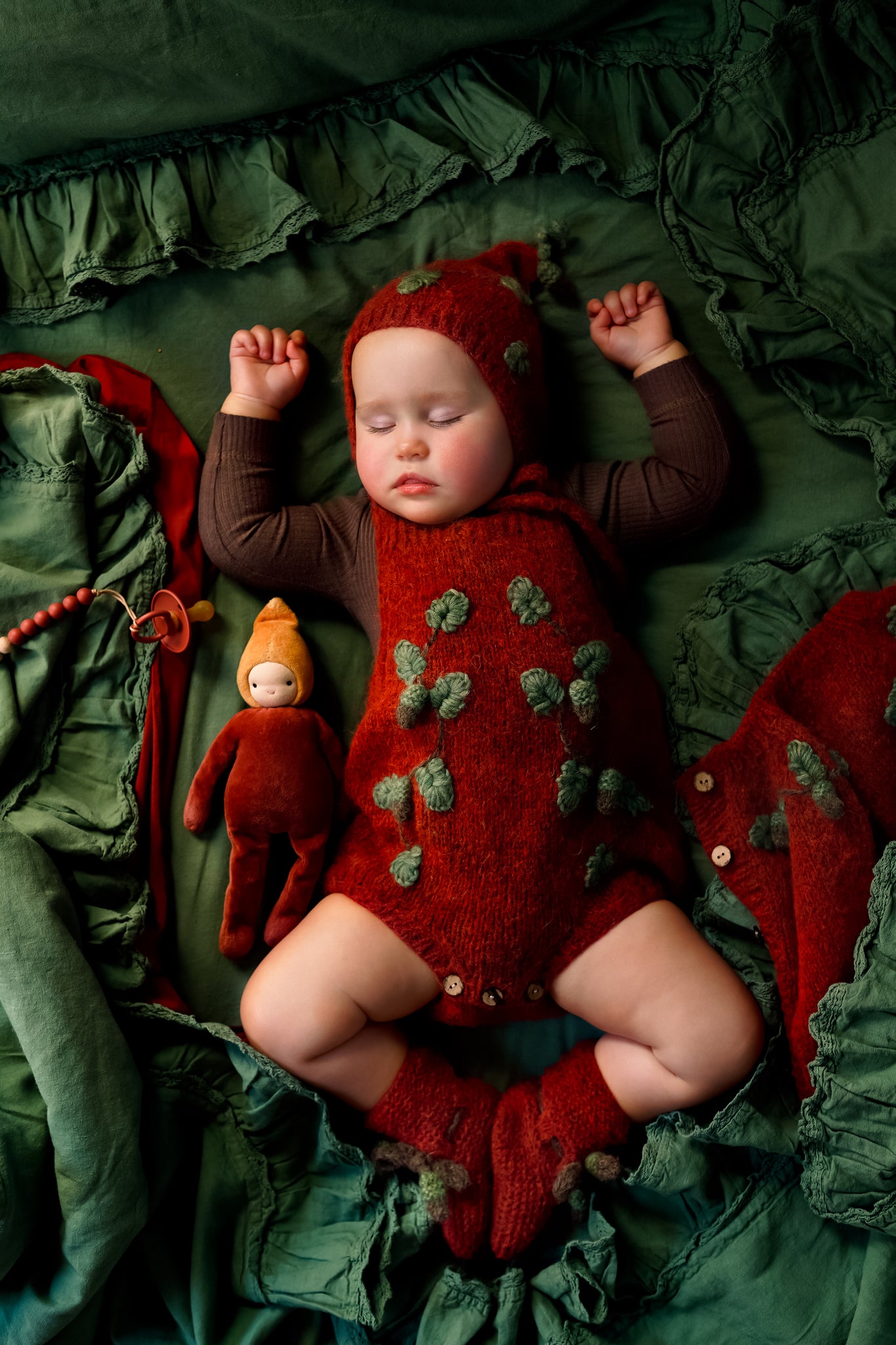 Acorns romper | Red-orange